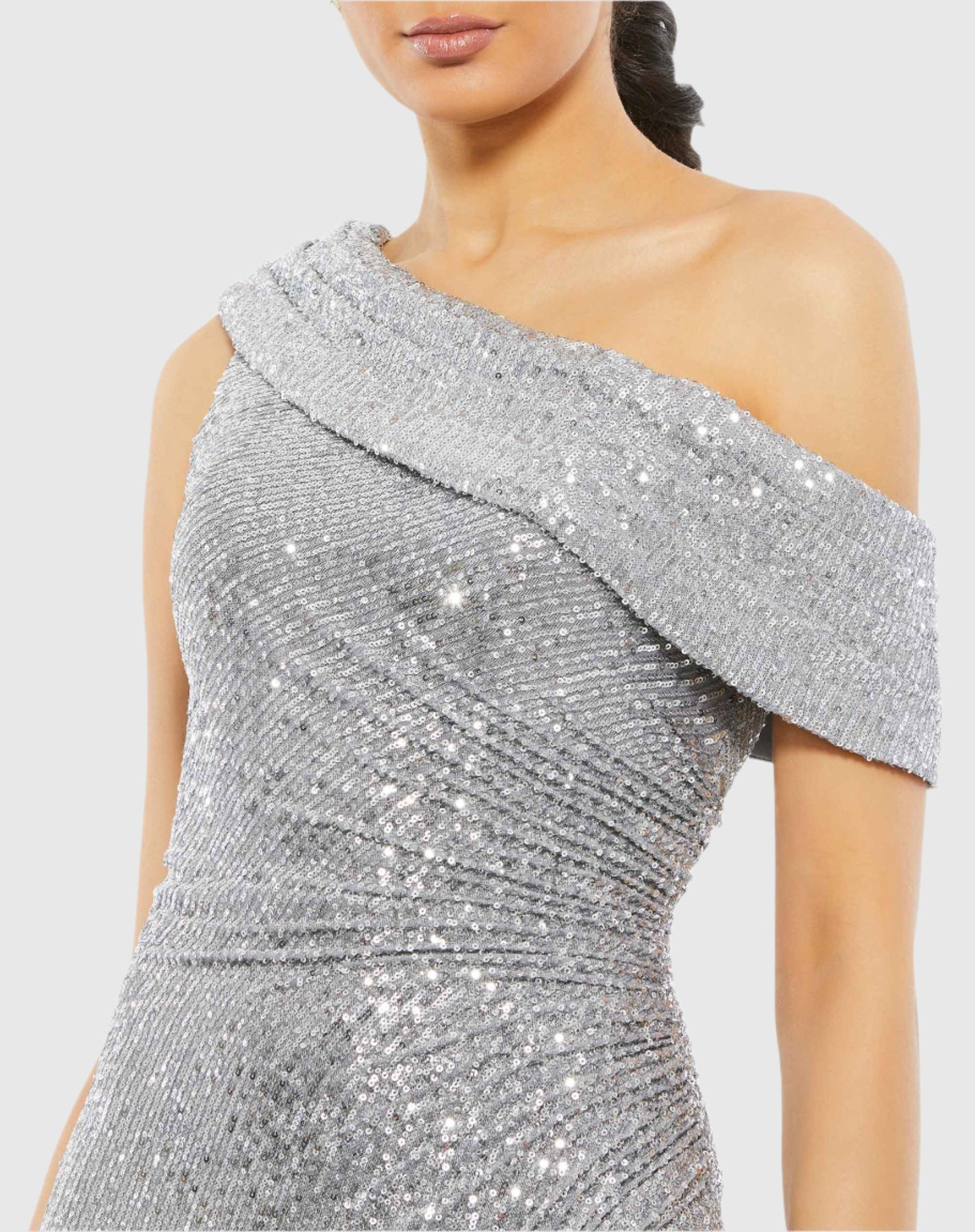 Sequined Drop Shoulder Gown