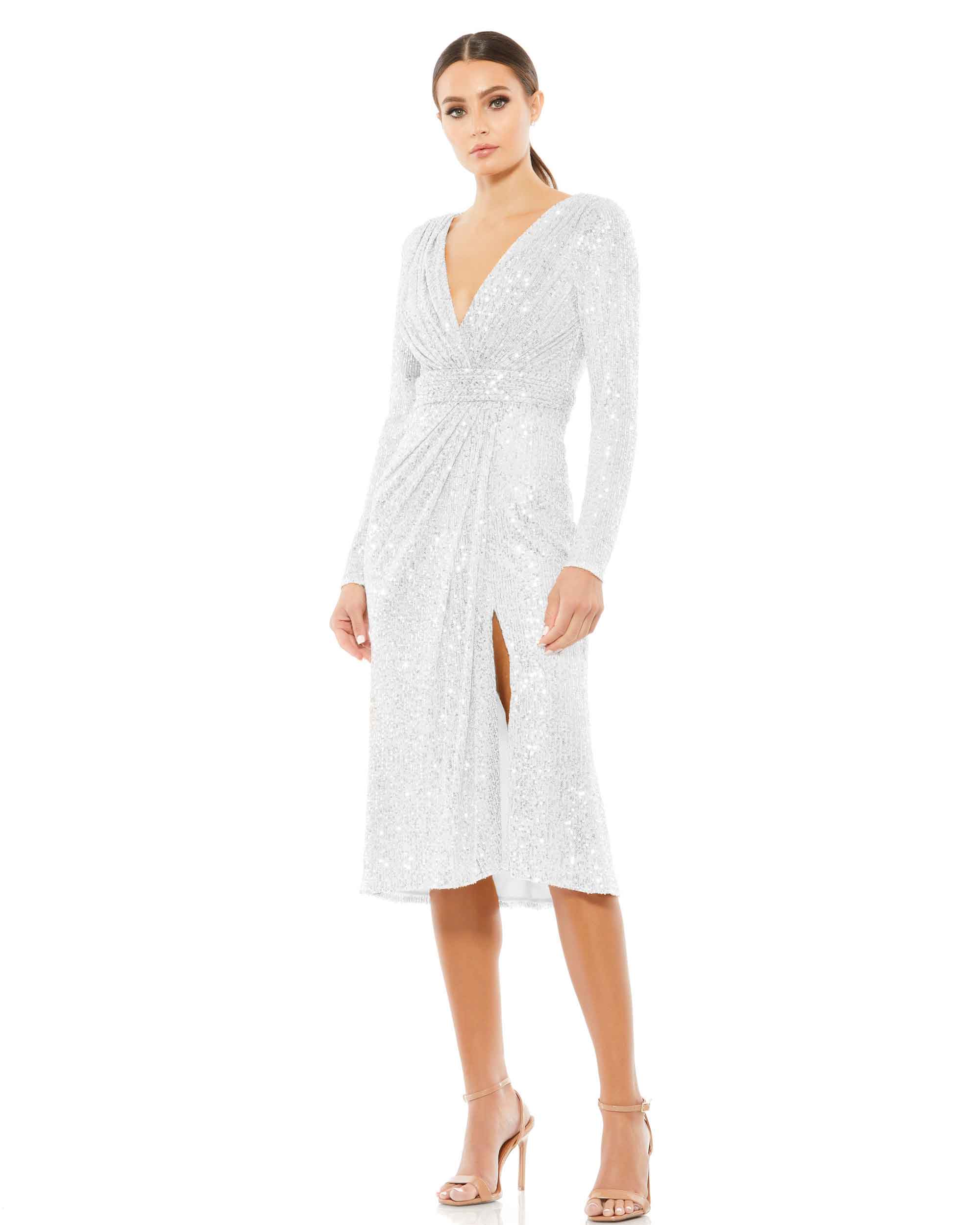Long Sleeve Sequined Midi Dress
