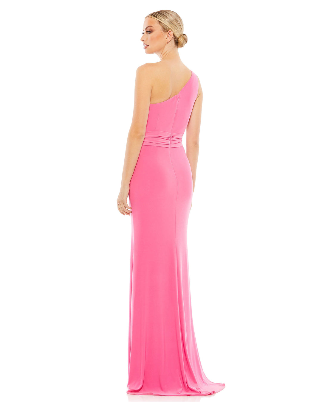 Jersey One Shoulder Belted Trumpet Gown – Mac Duggal