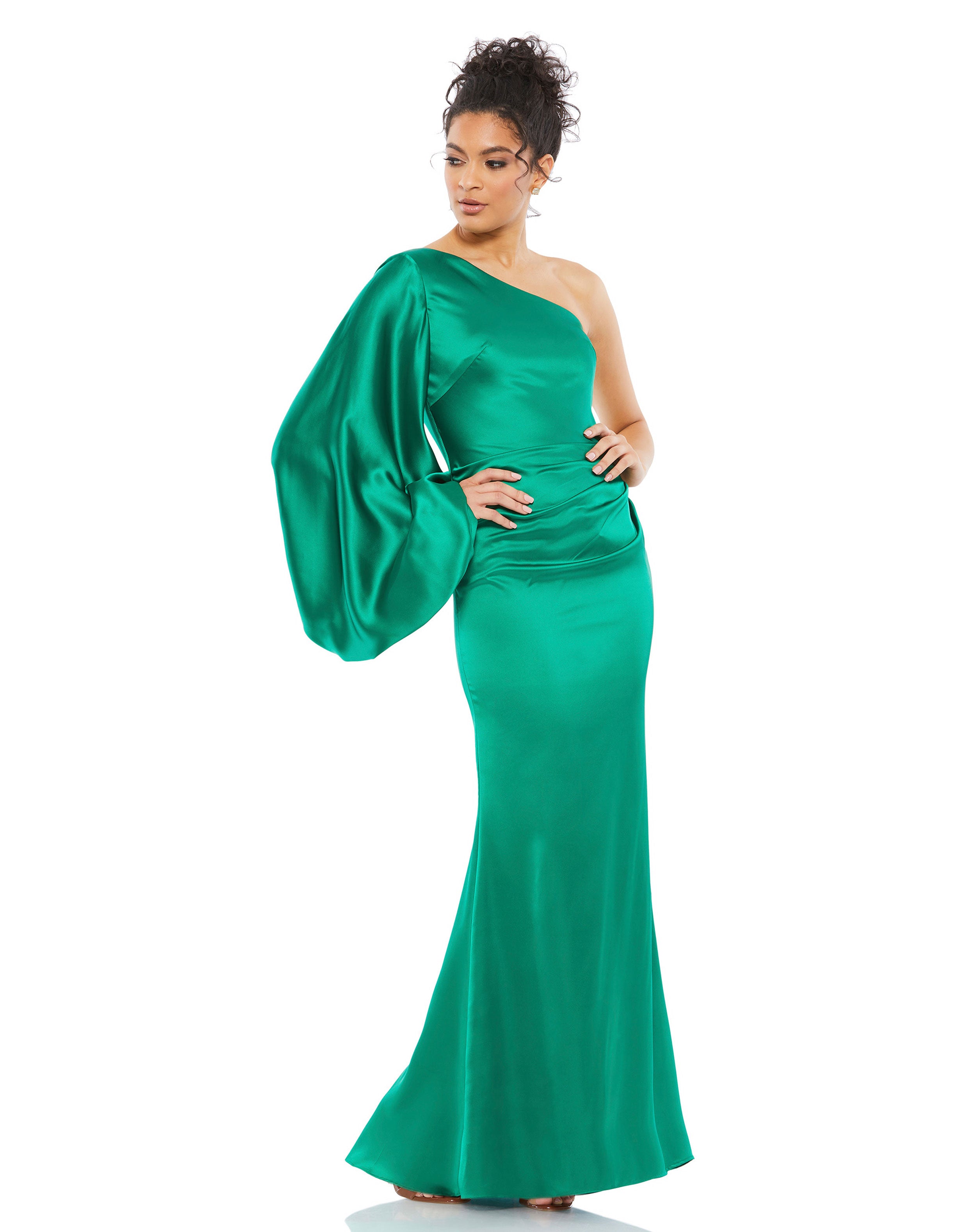 Satin Puff Sleeve Gown
