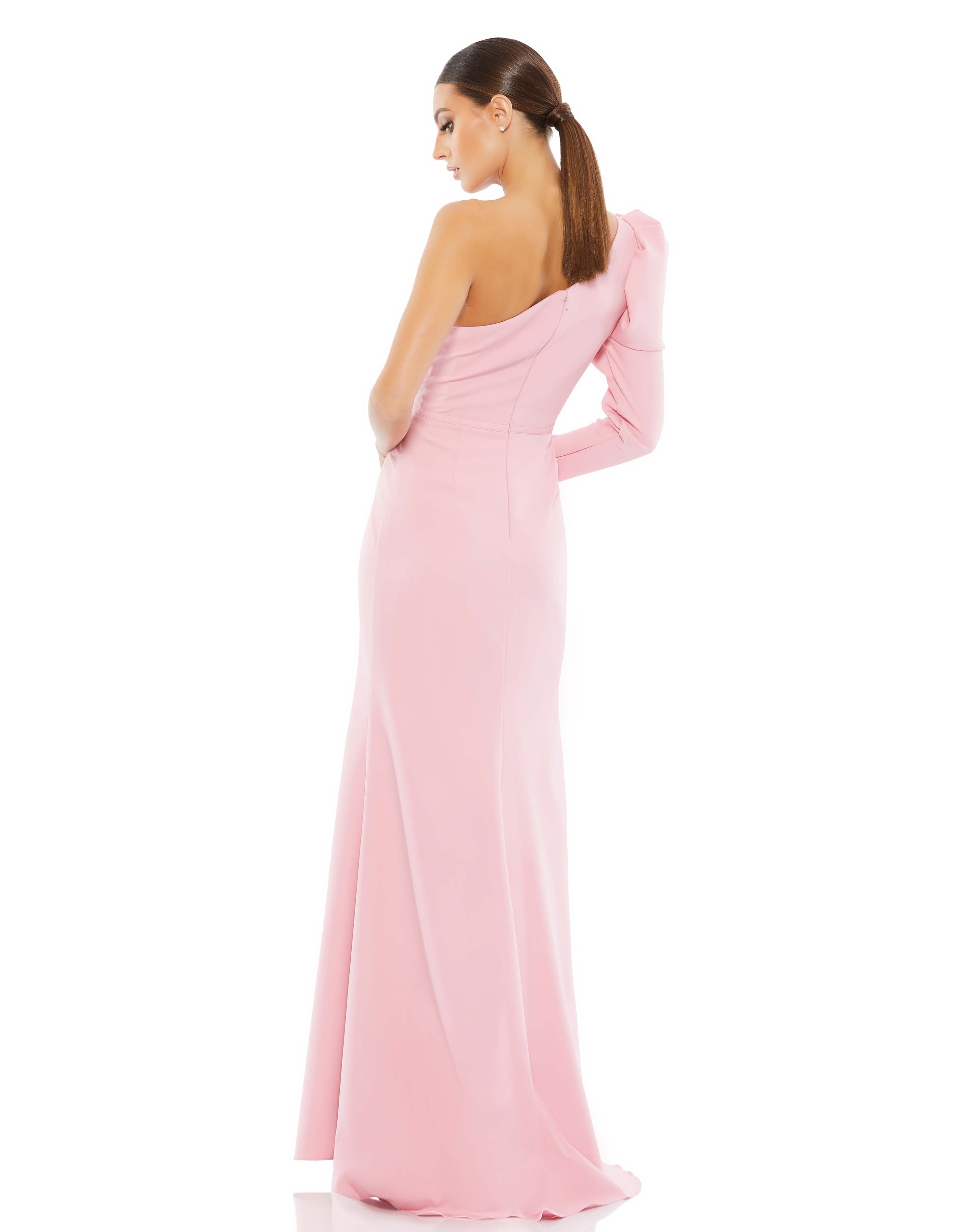 One Shoulder Puff Sleeve Gown