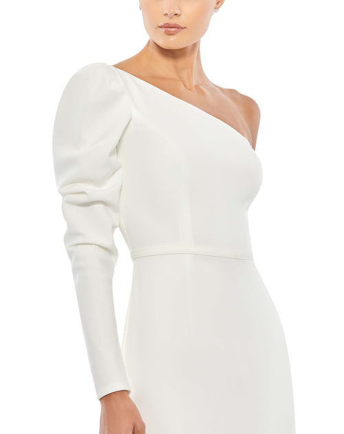 One Shoulder Puff Sleeve Gown