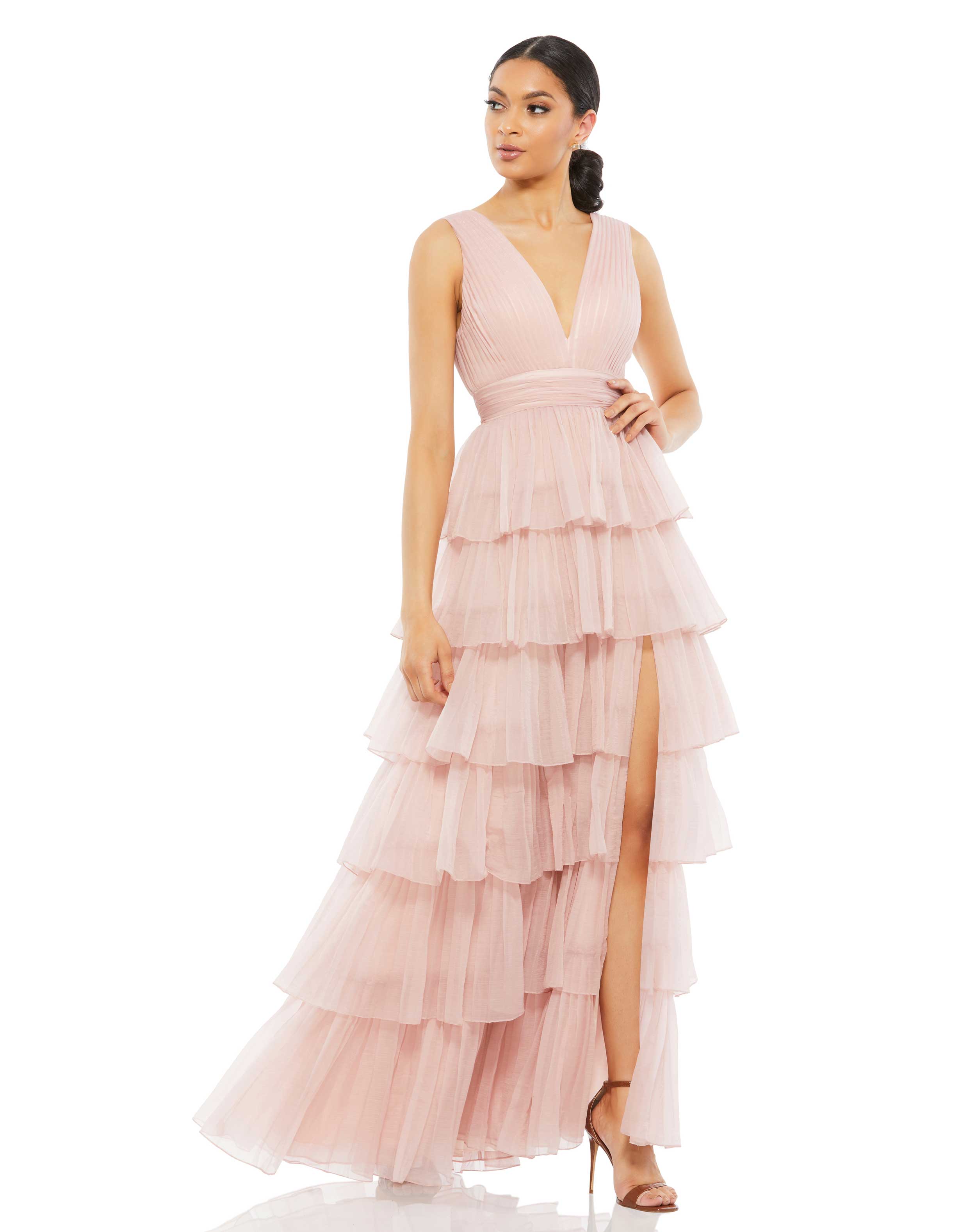 Ruffle Tiered Sleeveless Gown