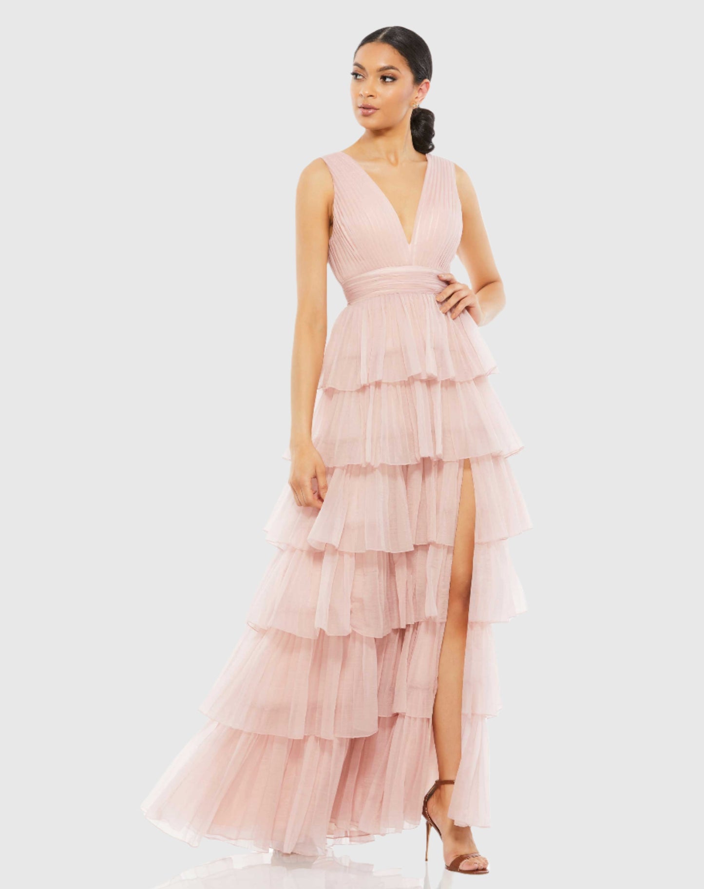 Ruffle Tiered Sleeveless Gown