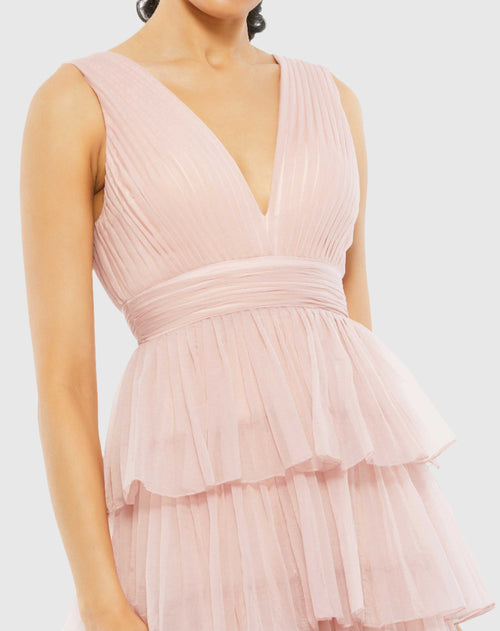 Ruffle Tiered Sleeveless Gown