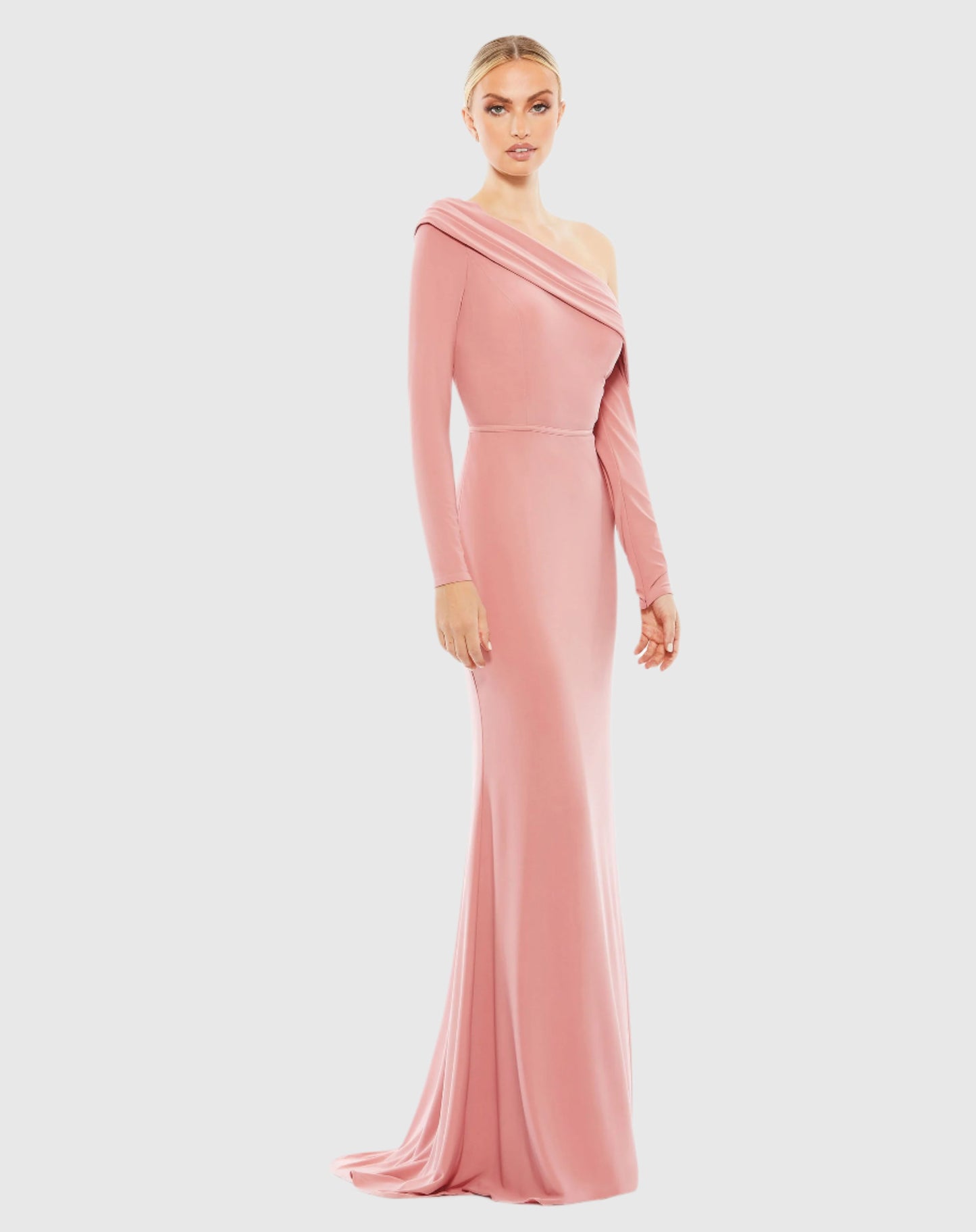 Drop Shoulder Long Sleeve Column Gown