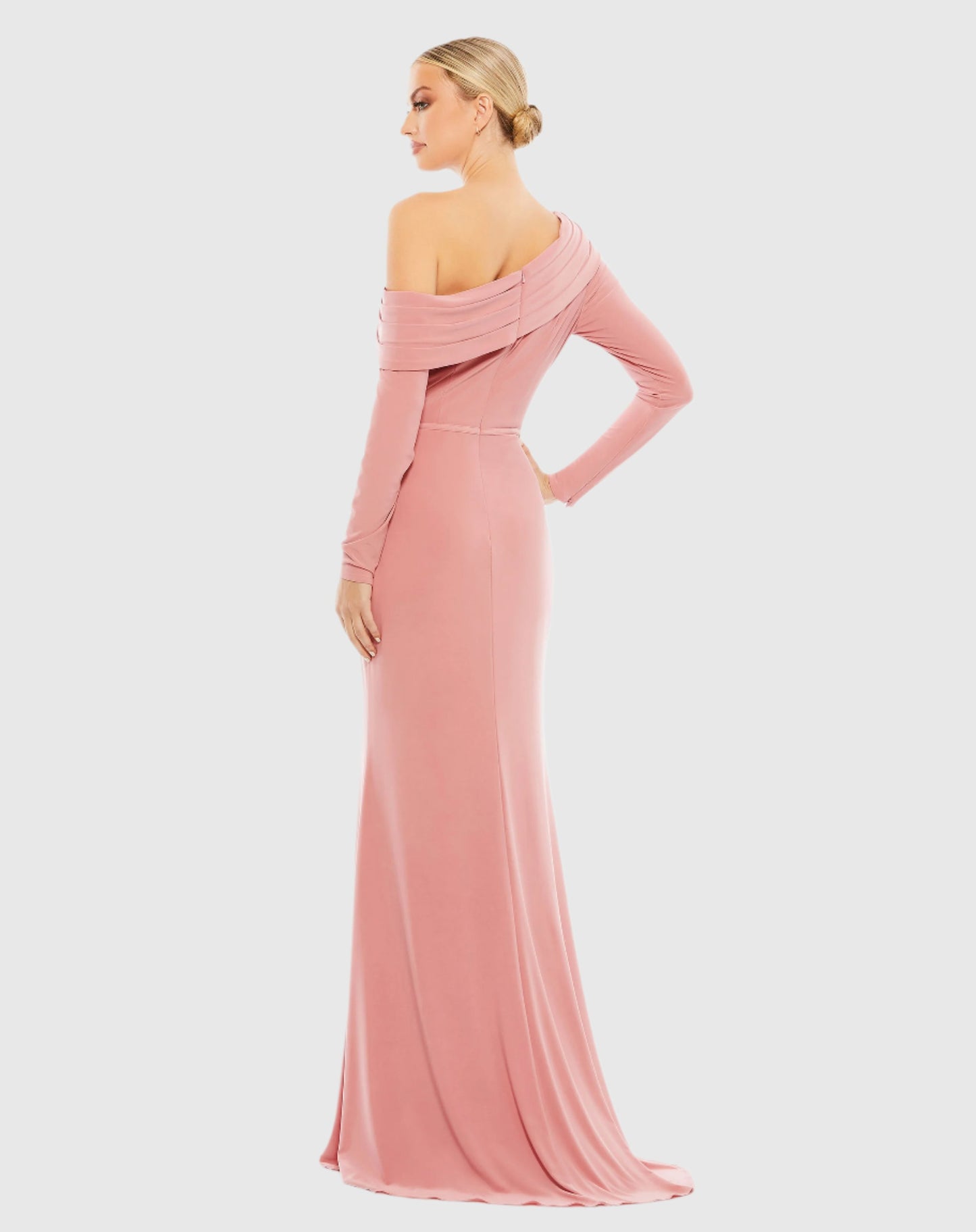 Drop Shoulder Long Sleeve Column Gown