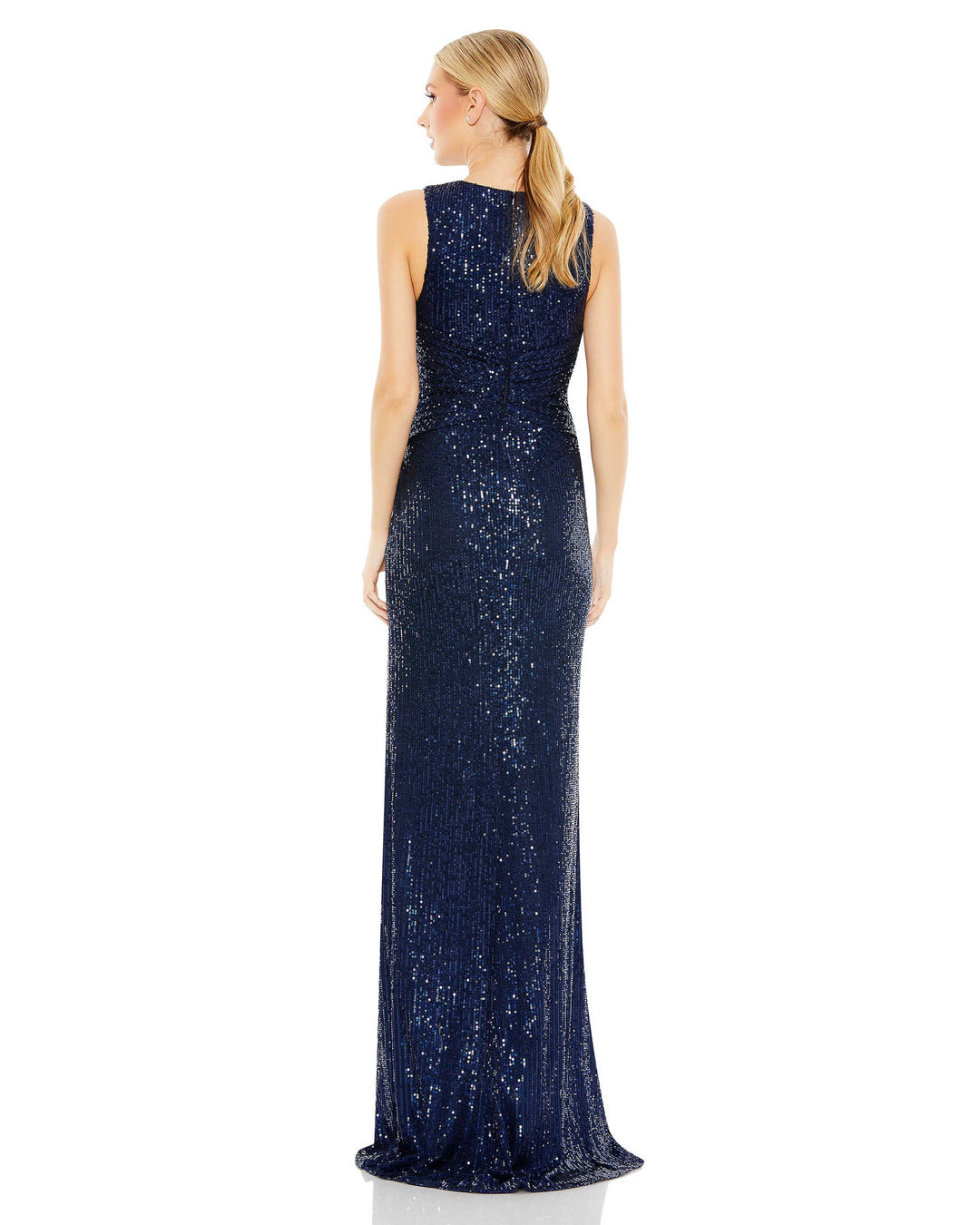 V-Neck Sequin Wrap Waist Gown – Mac Duggal