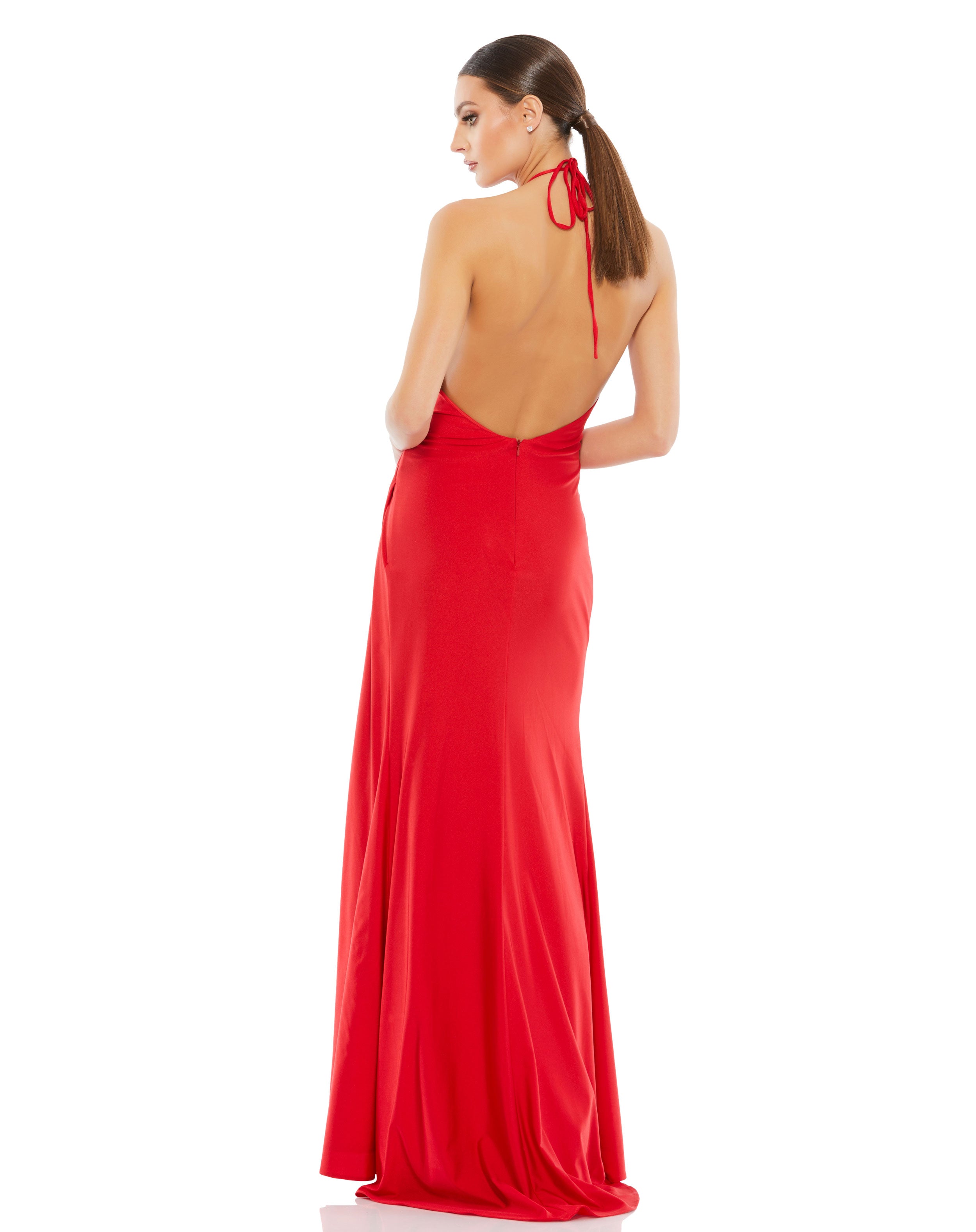 Sleeveless Pleated Halter Gown - FINAL SALE