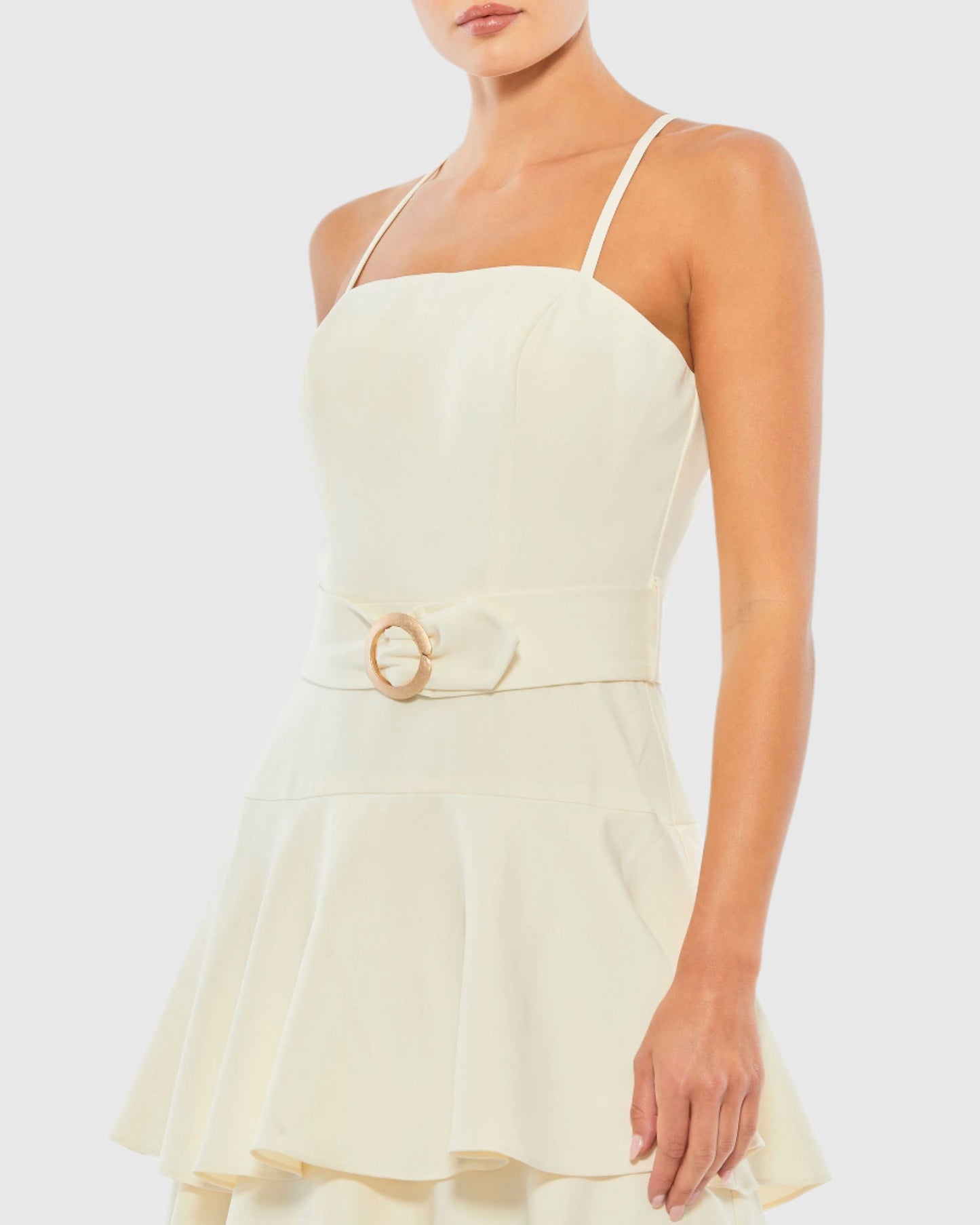 Belted Tiered Ruffle Sleeveless Midi Dress