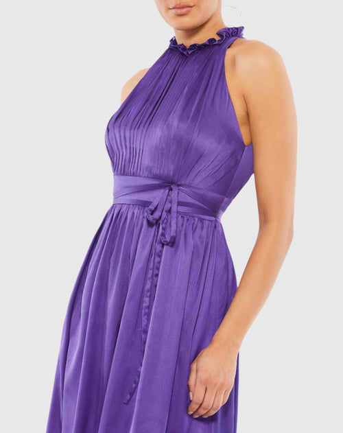 Ruffle Halter Neck Midi Dress