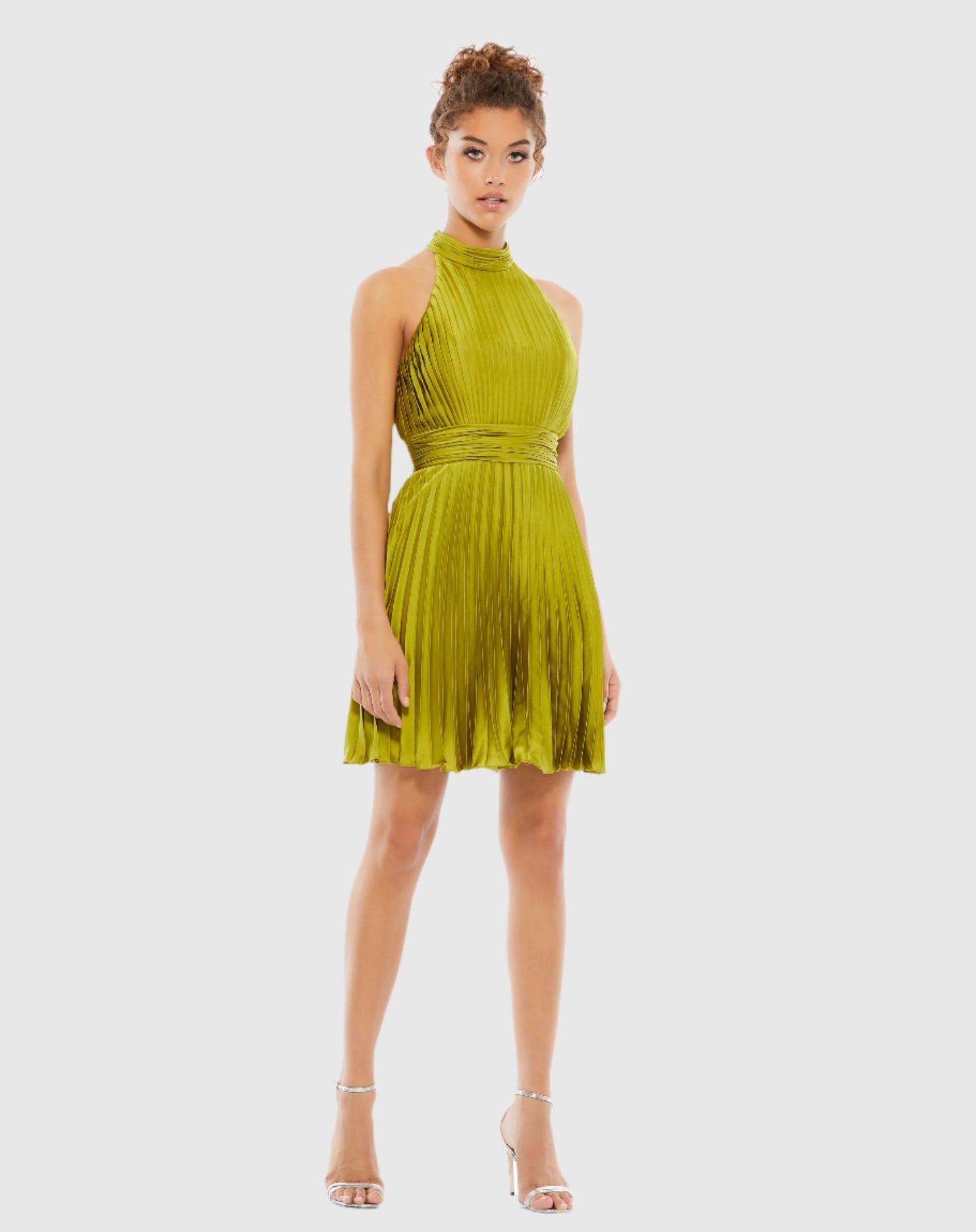 Green Pleated Halter Neck Mini Dress - FINAL SALE