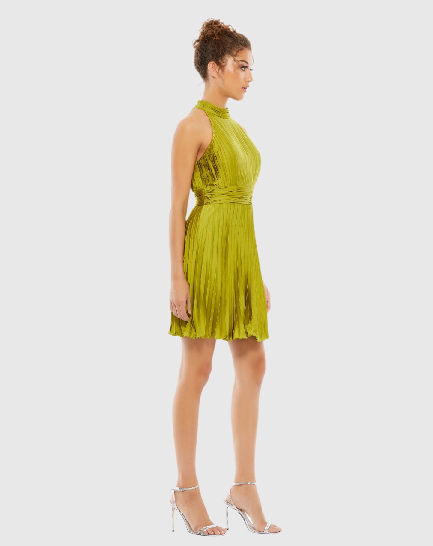 Green Pleated Halter Neck Mini Dress - FINAL SALE