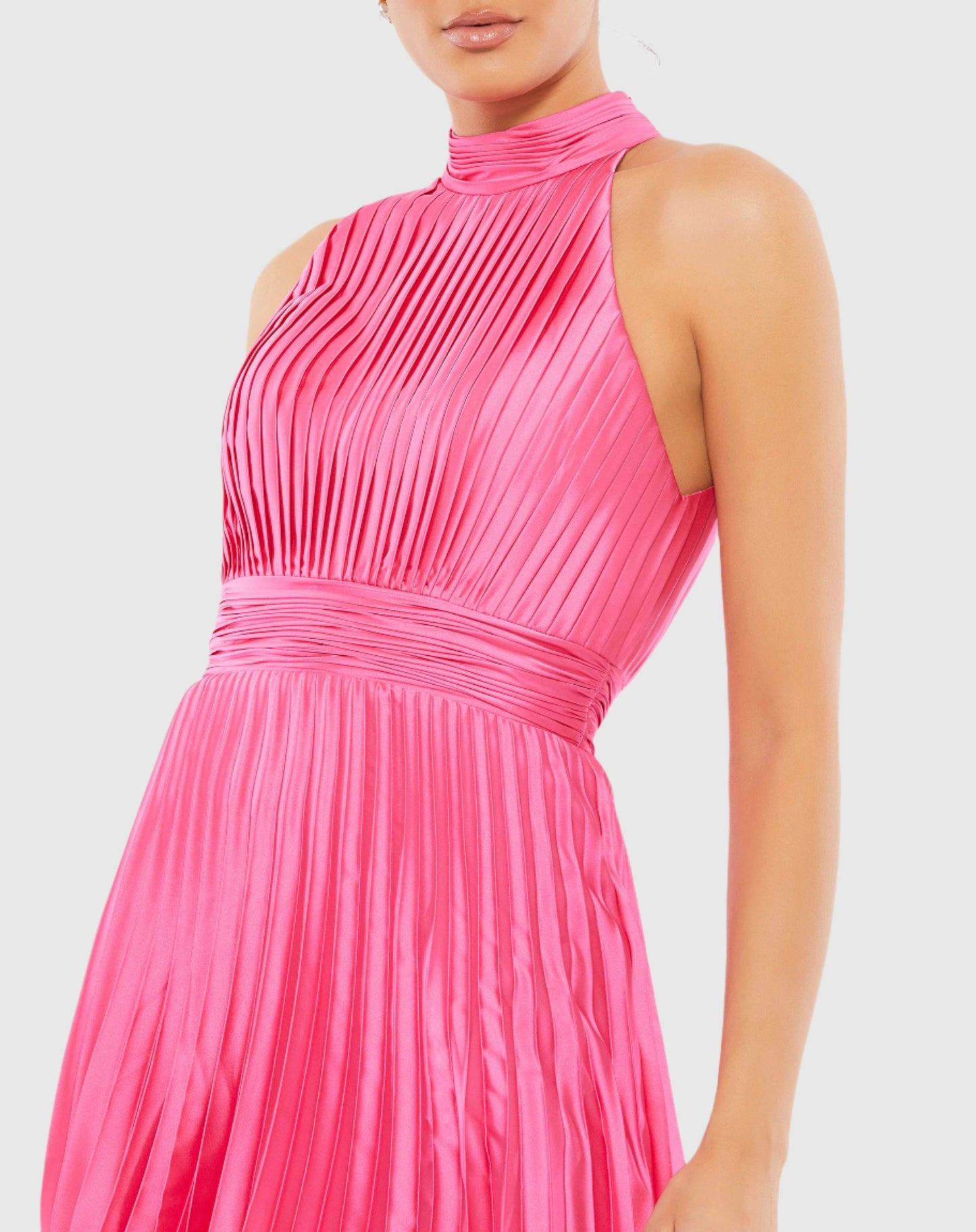 Pink Pleated Halter Neck Mini Dress - FINAL SALE