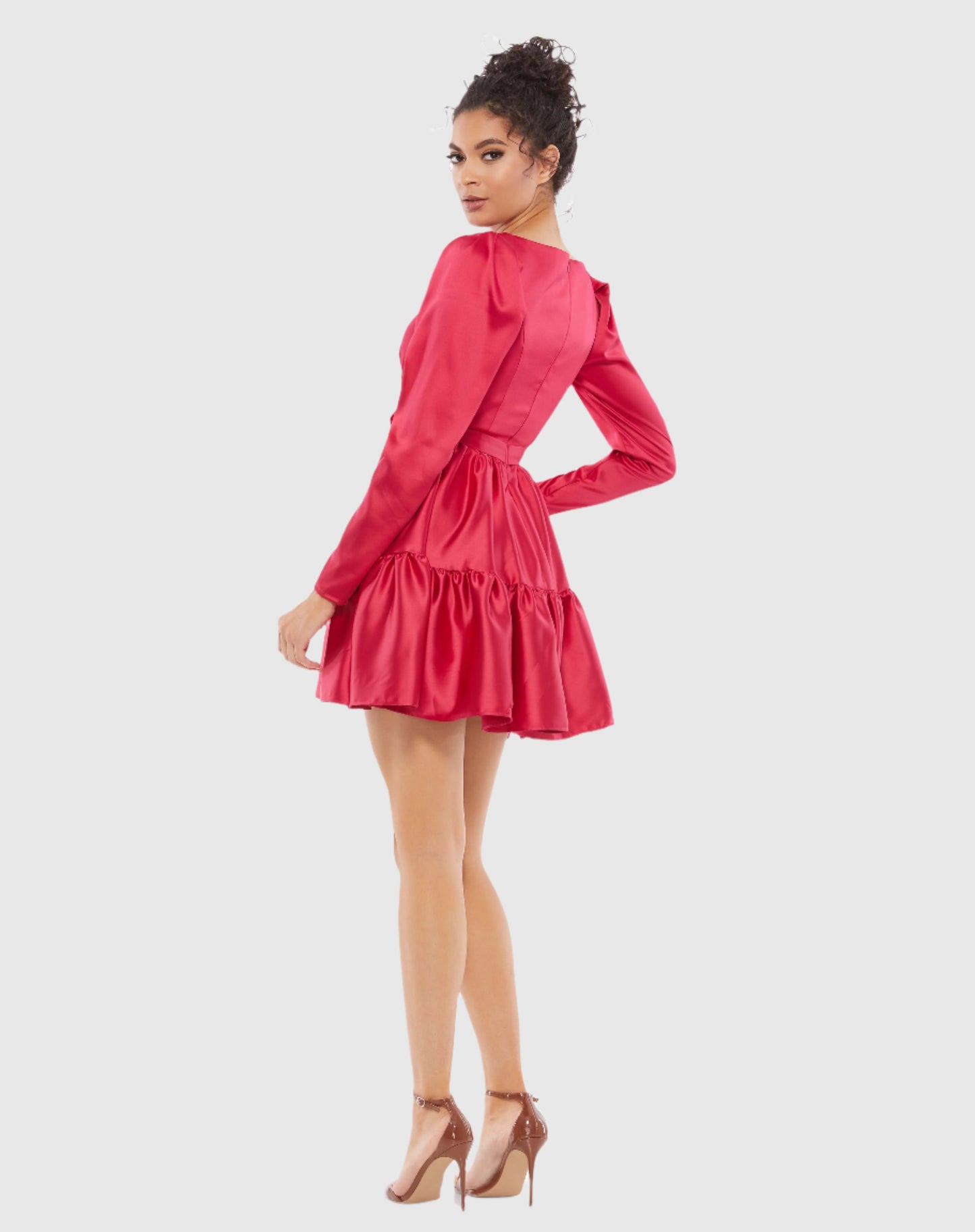 Tiered V-Neck Belted Mini Dress