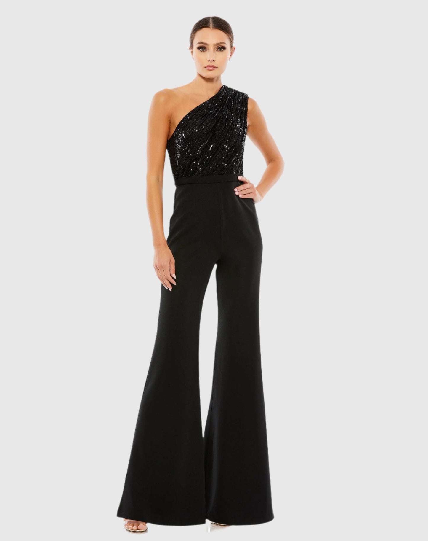 Jumpsuit mit One-Shoulder-Träger und Pailletten