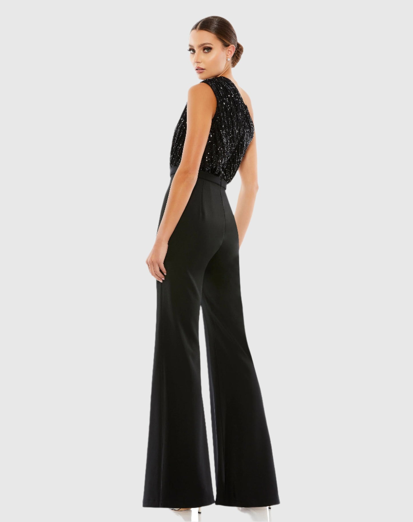 Jumpsuit mit One-Shoulder-Träger und Pailletten