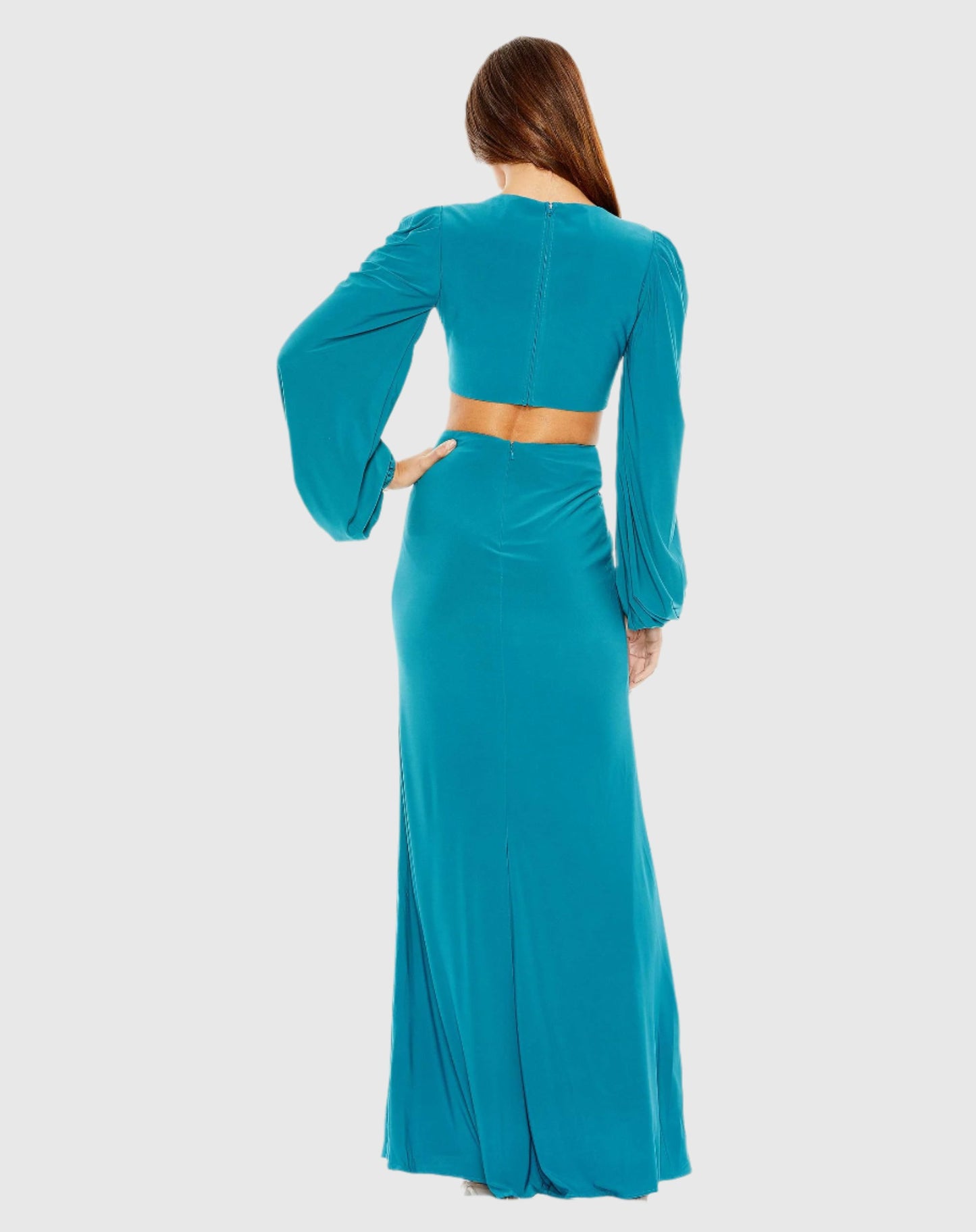 Jersey Puff Sleeve Cut Out Column Gown - FINAL SALE