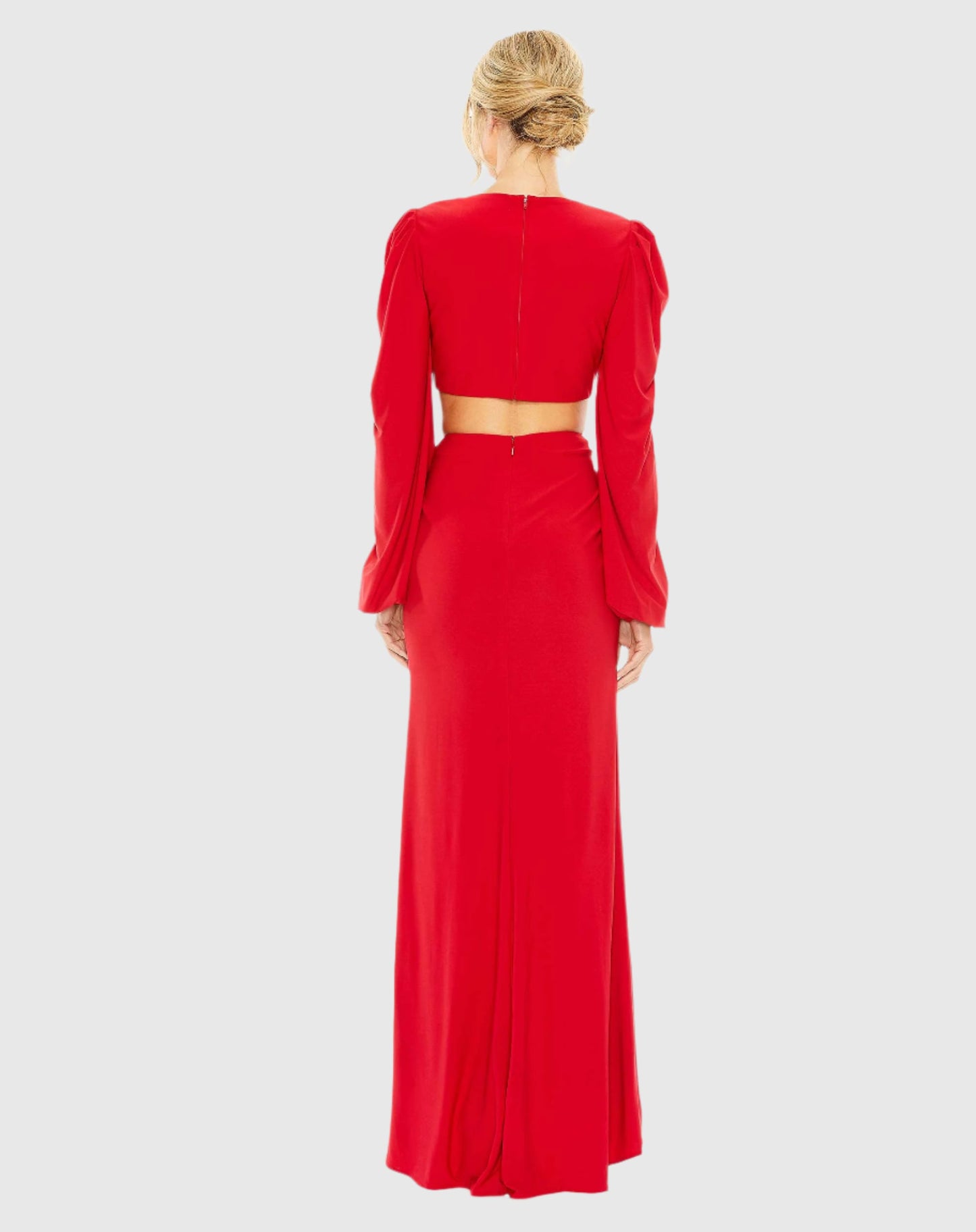 Jersey Puff Sleeve Cut Out Column Gown - FINAL SALE