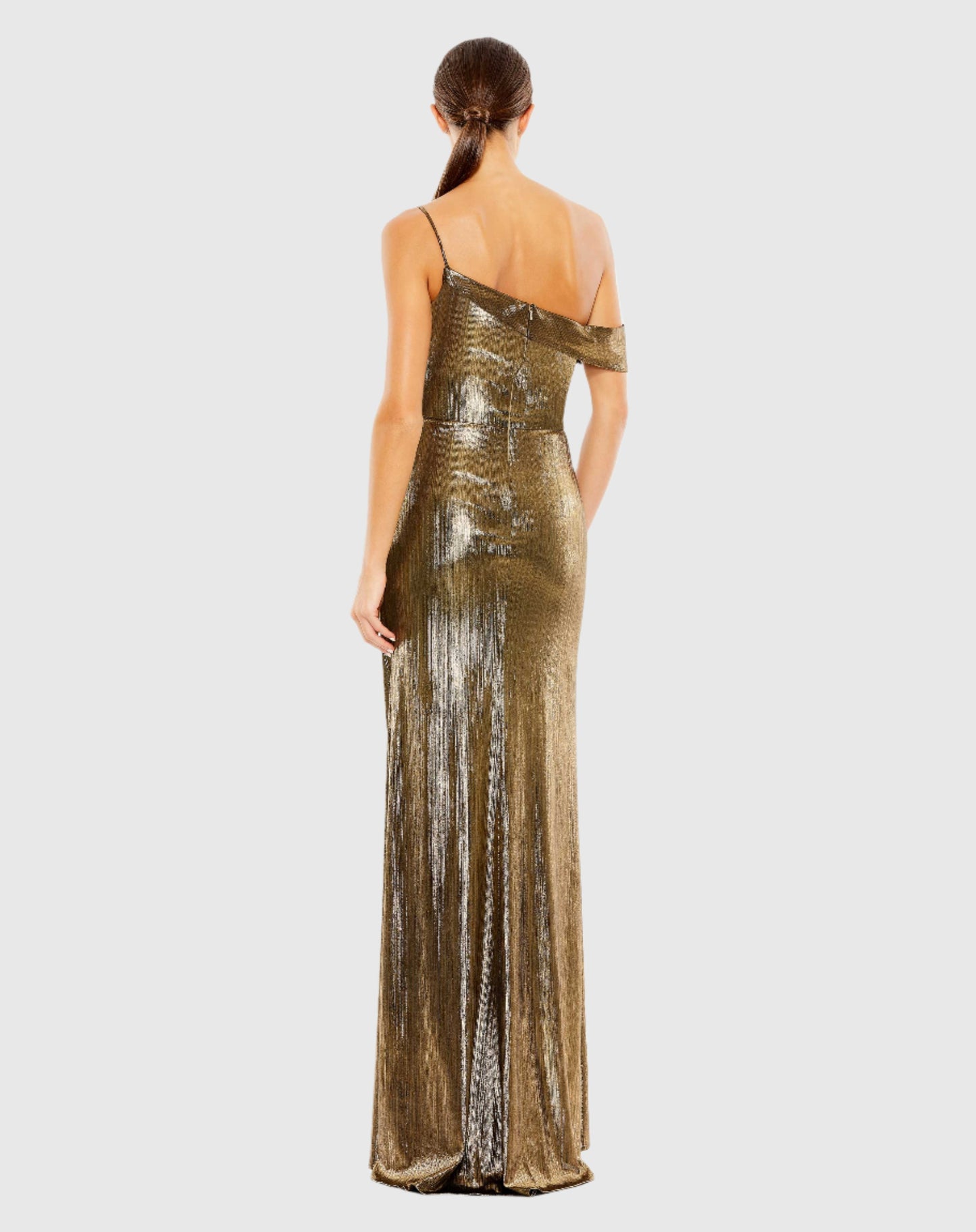 Schulterfreies Kleid in Metallic-Optik