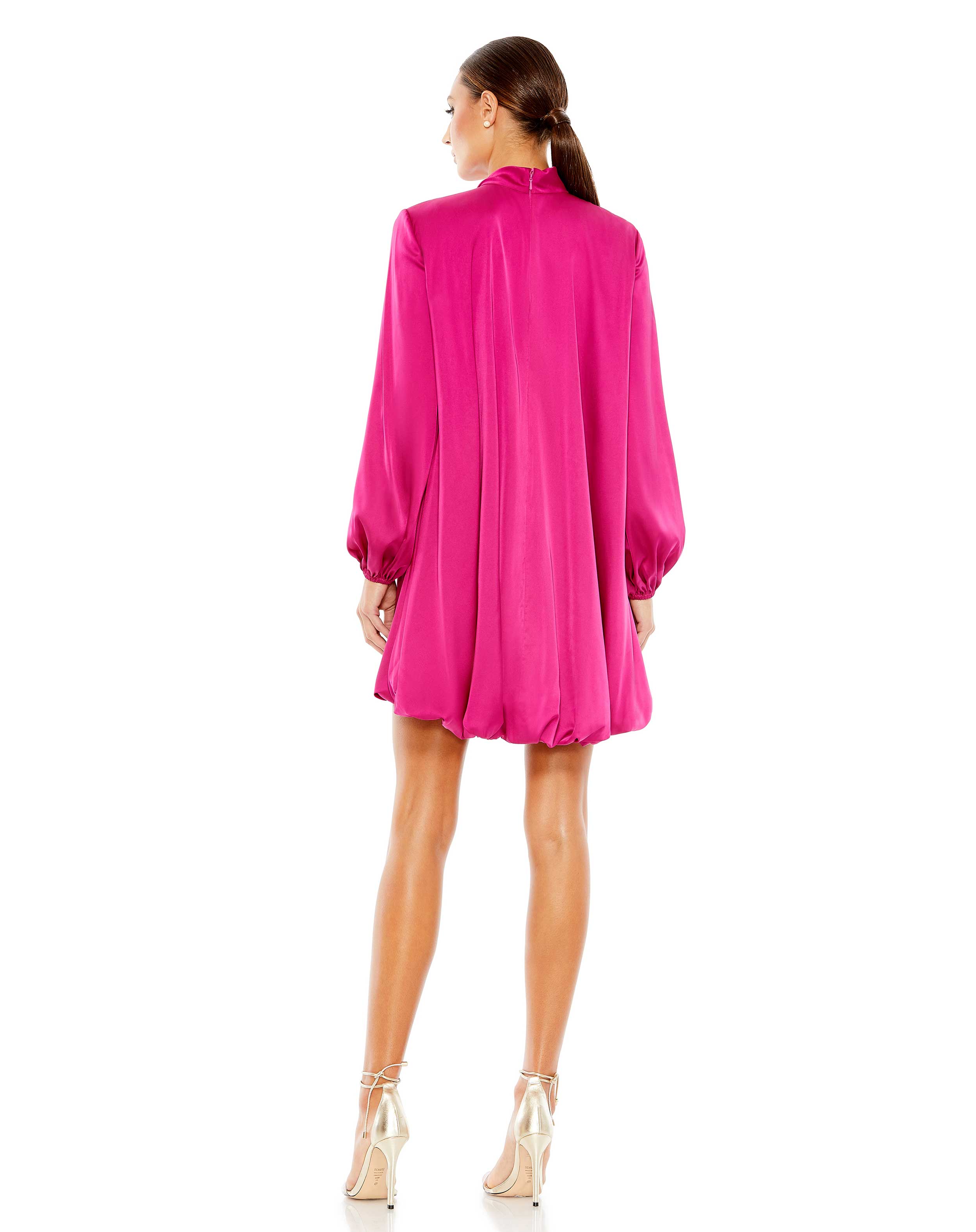 High Neck Long Sleeve Bubble Hem Dress - FINAL SALE