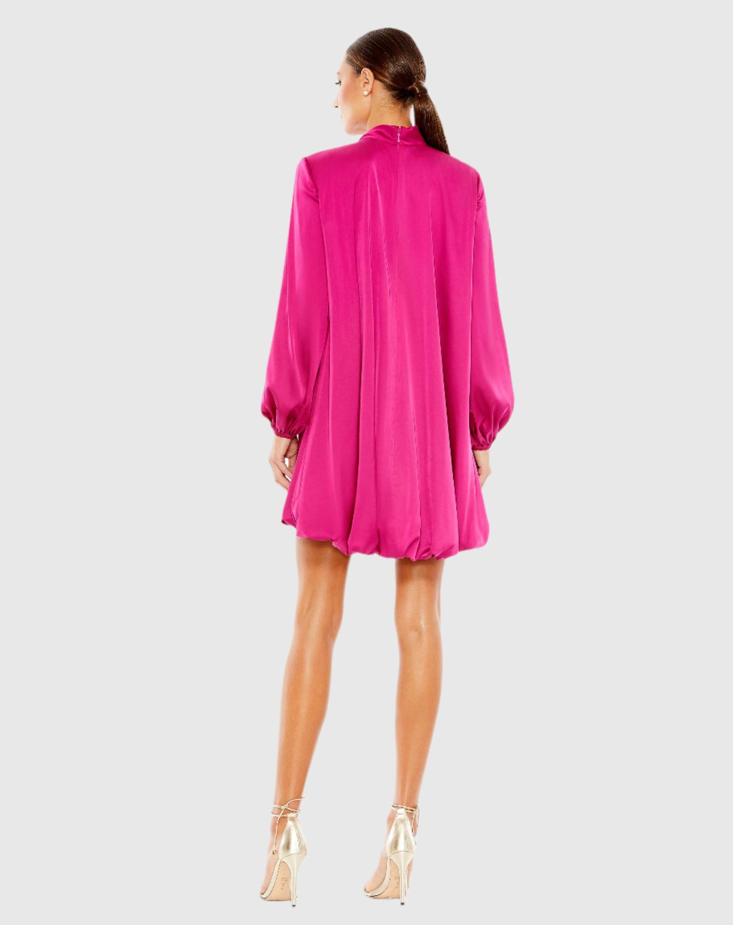 High Neck Long Sleeve Bubble Hem Dress - FINAL SALE