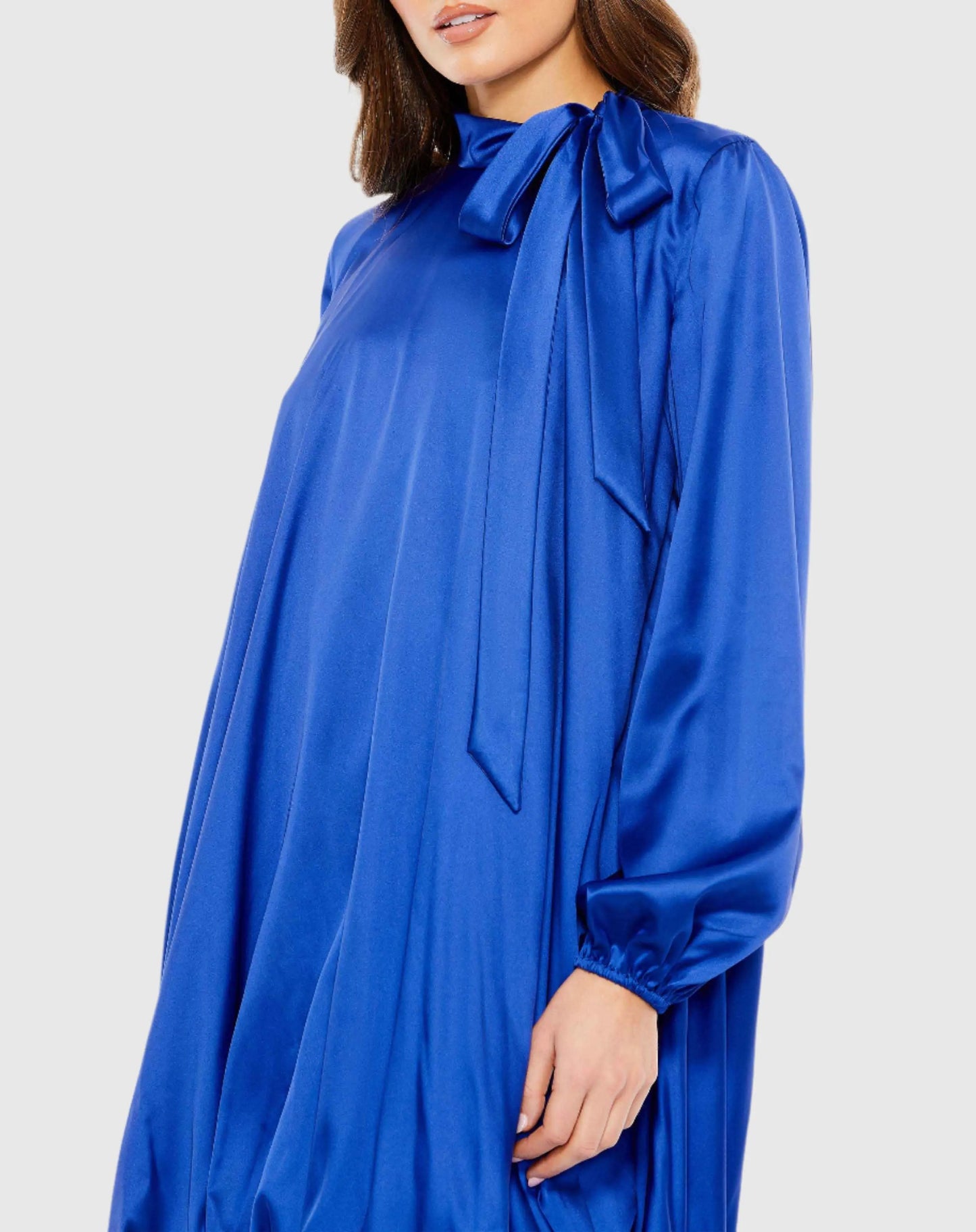 High Neck Long Sleeve Bubble Hem Dress - Mac Duggal Royal Blue / US 4 High Neck Long Sleeve Bubble Hem Dress - Mac Duggal Royal Blue / US 4