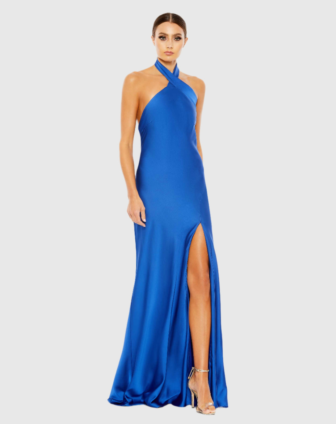 Asymmetrical Crisscross Halter Gown