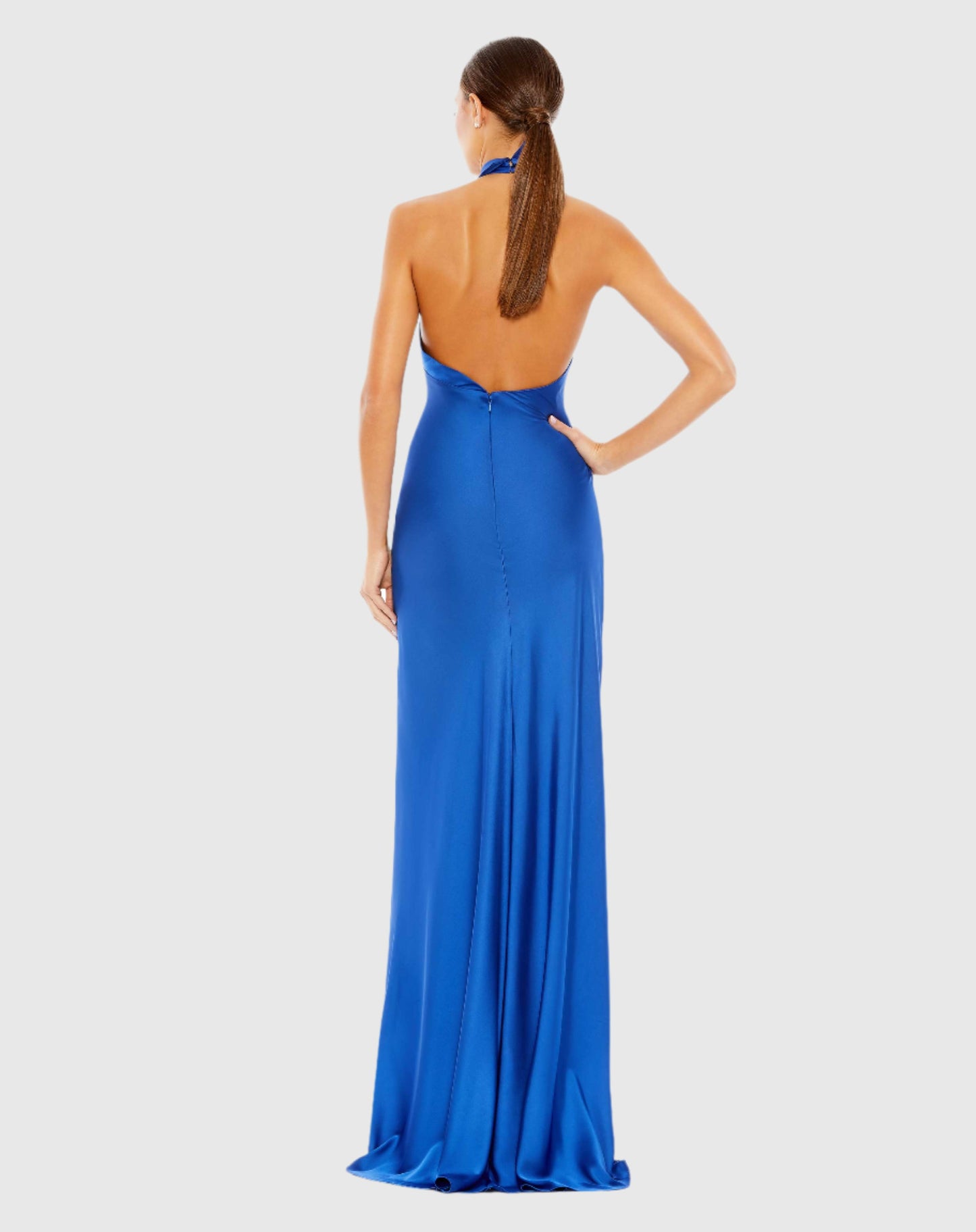 Asymmetrical Crisscross Halter Gown