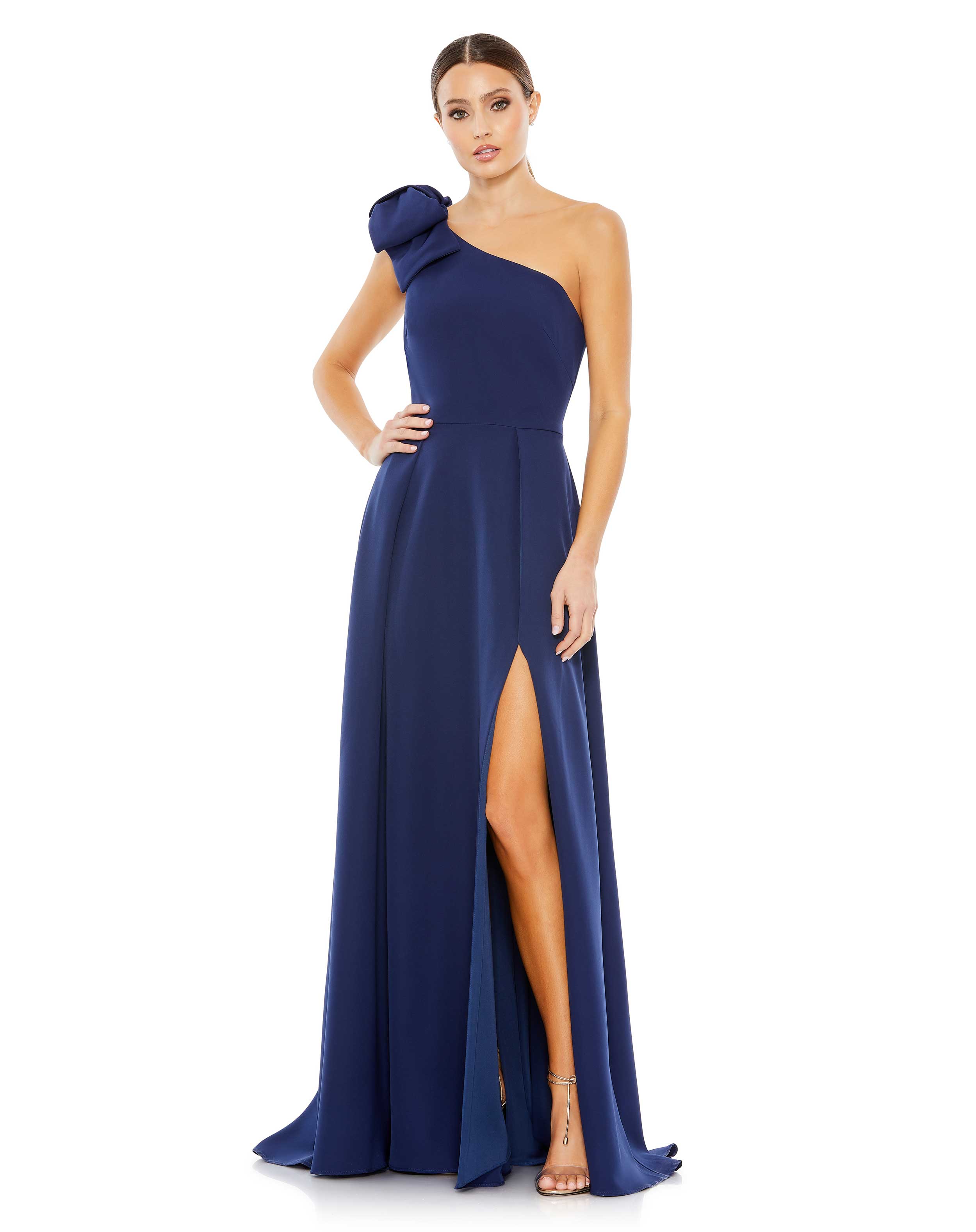 Bow One Shoulder A Line Gown