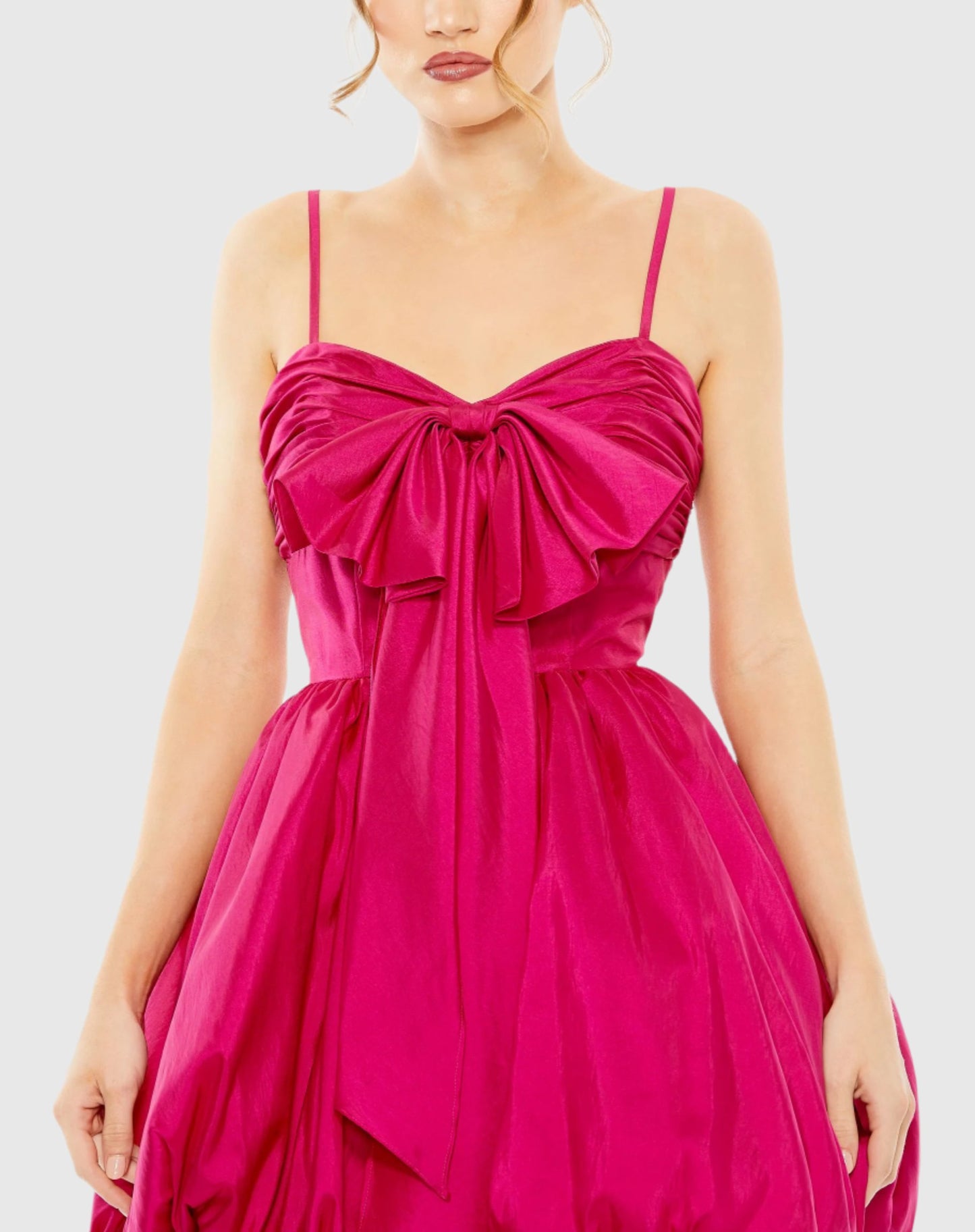 Spaghetti Strap Center Bow Balloon Mini Dress