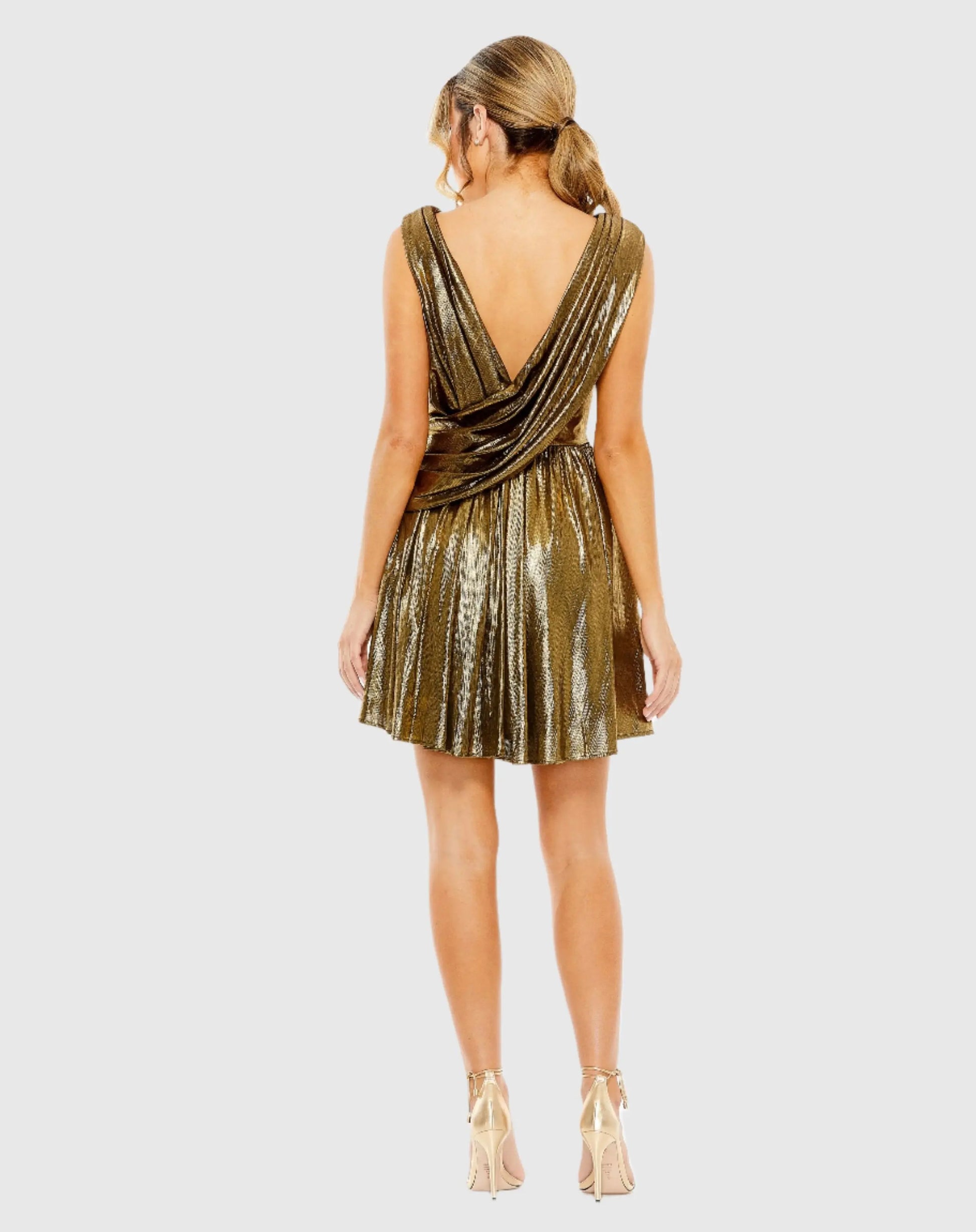 Sleeveless Cowl Detail A Line Mini Dress - Mac Duggal Sleeveless Cowl Detail A Line Mini Dress - Mac Duggal
