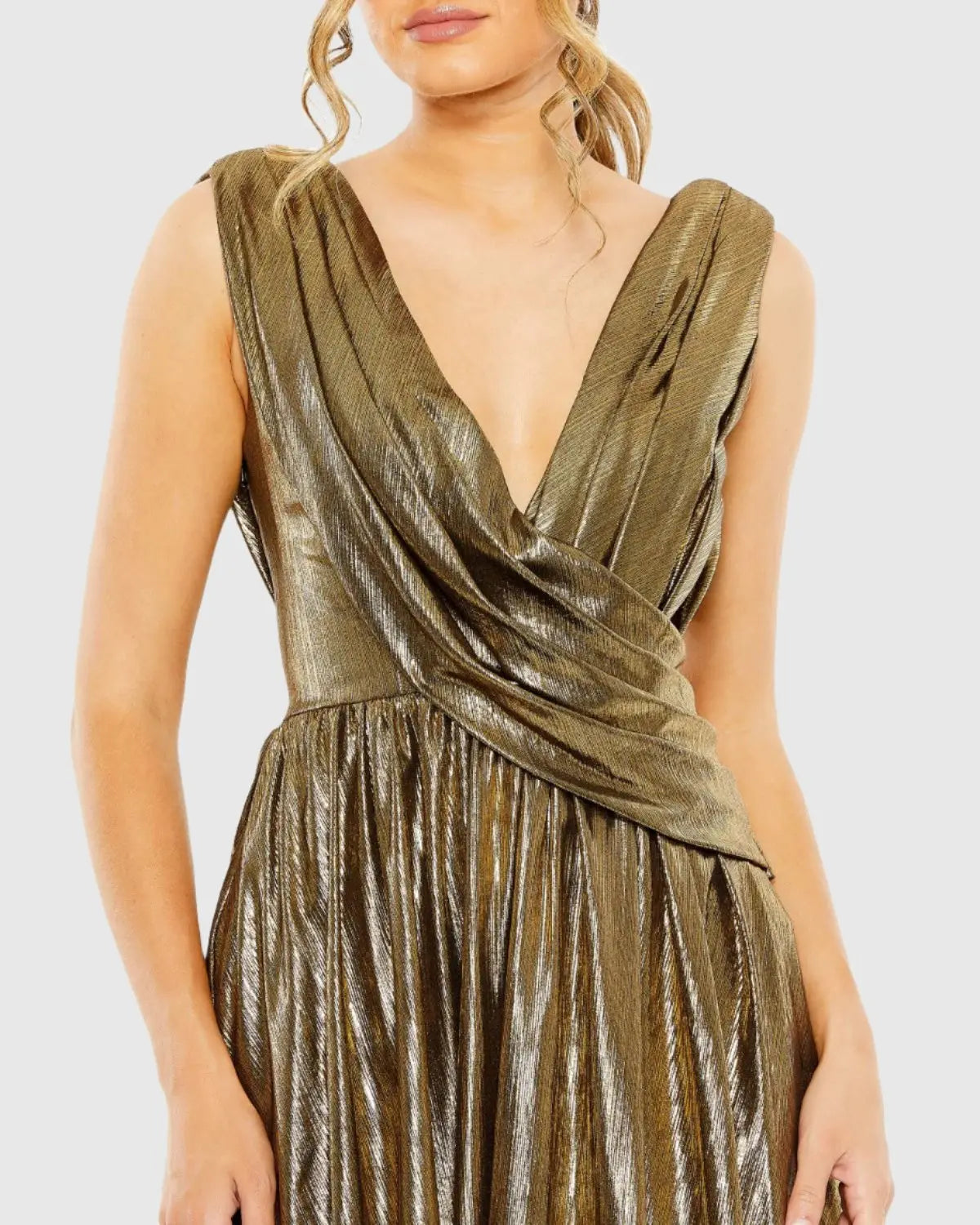 Mac Duggal Sleeveless Cowl Detail A-Line Dress, Womens, 2, Antique Gold Mac Duggal Sleeveless Cowl Detail A-Line Dress, Womens, 2, Antique Gold