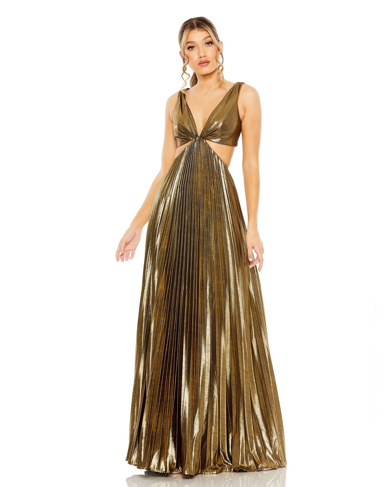 Pleated Metallic Cutout Dress - FINAL SALE