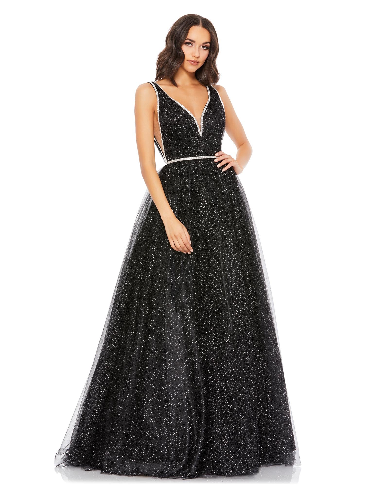 Rhinestone Detailed Tulle Ball Gown