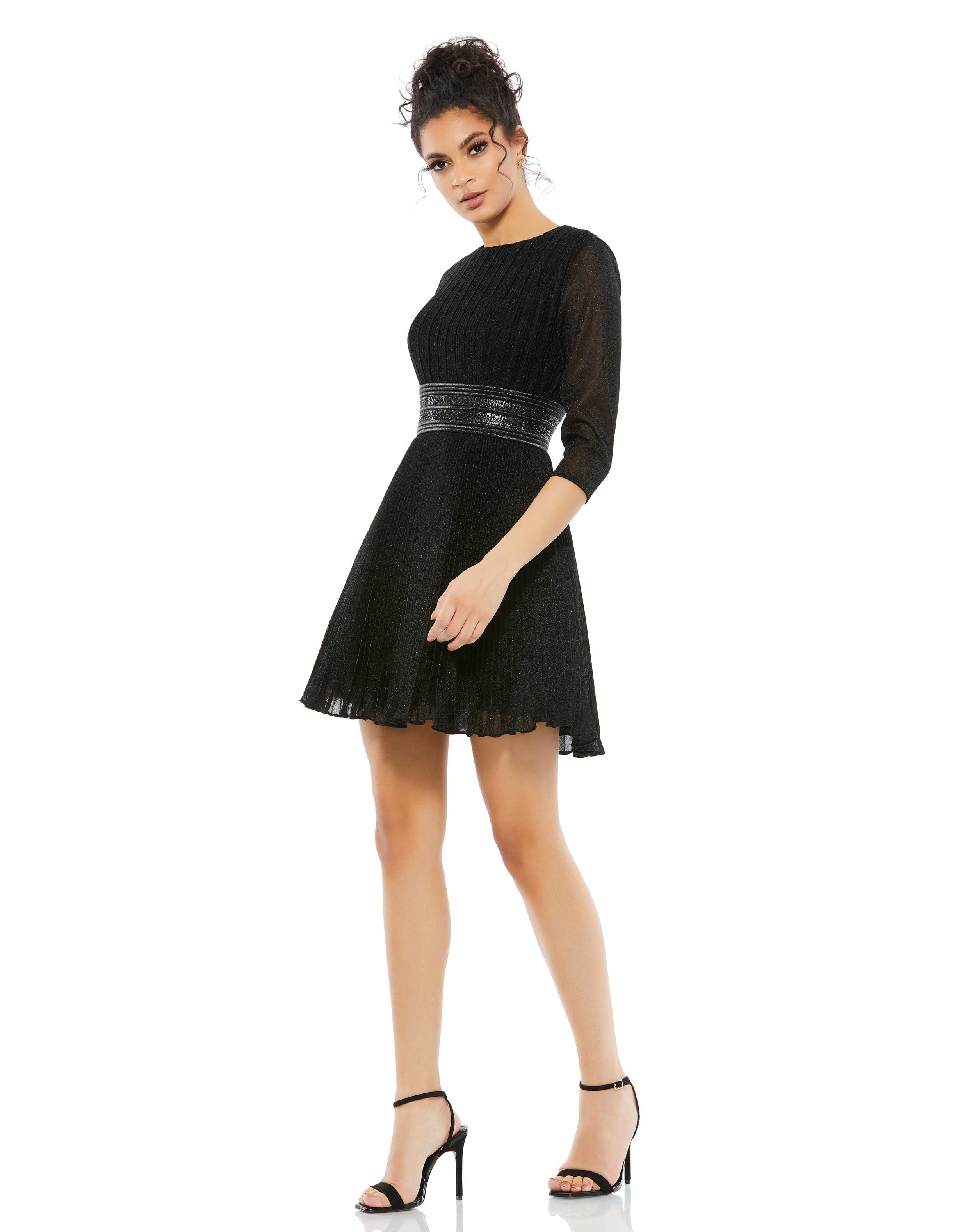 Shimmer Infused Pleated Mini Dress