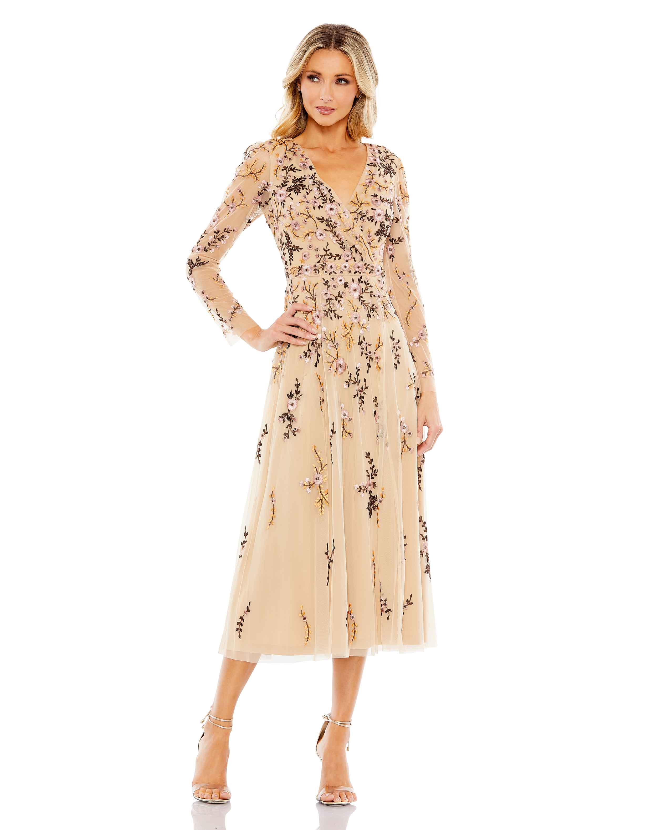 Floral Embroidered A-Line Cocktail Dress