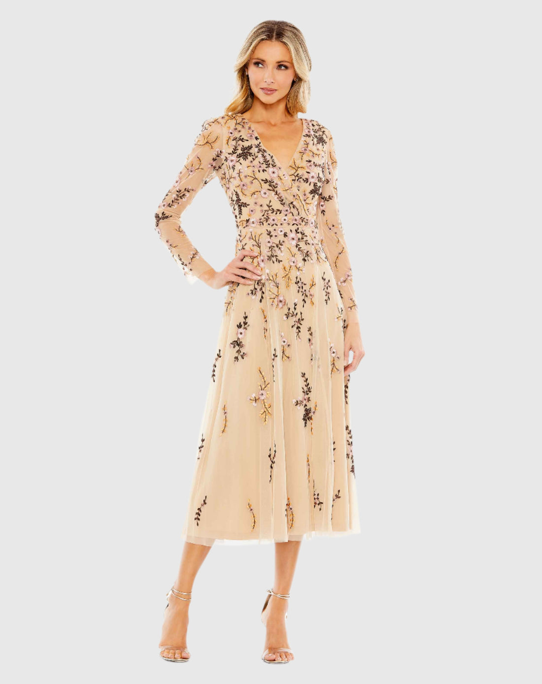 Floral Embroidered A-Line Cocktail Dress