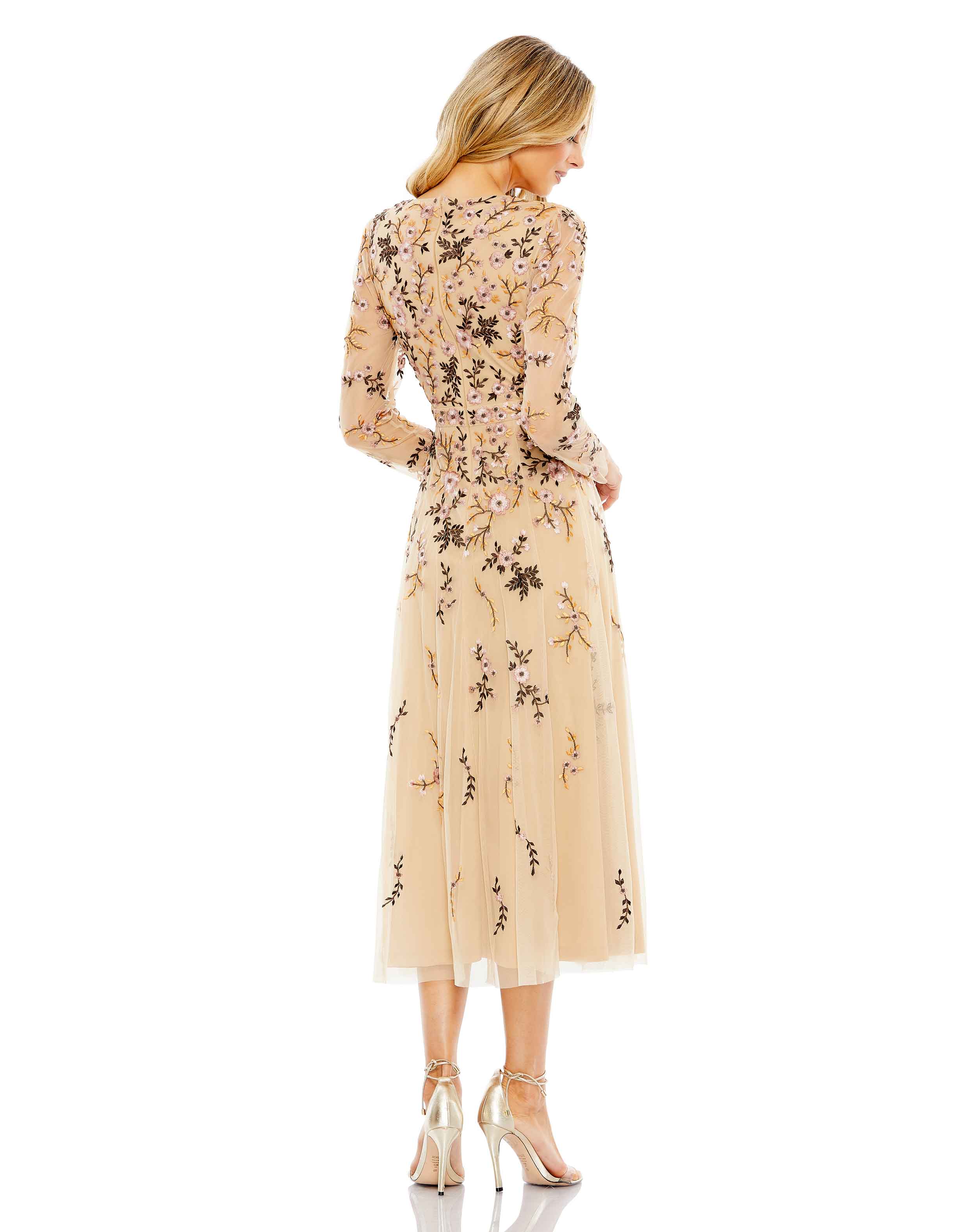 Floral Embroidered A-Line Cocktail Dress
