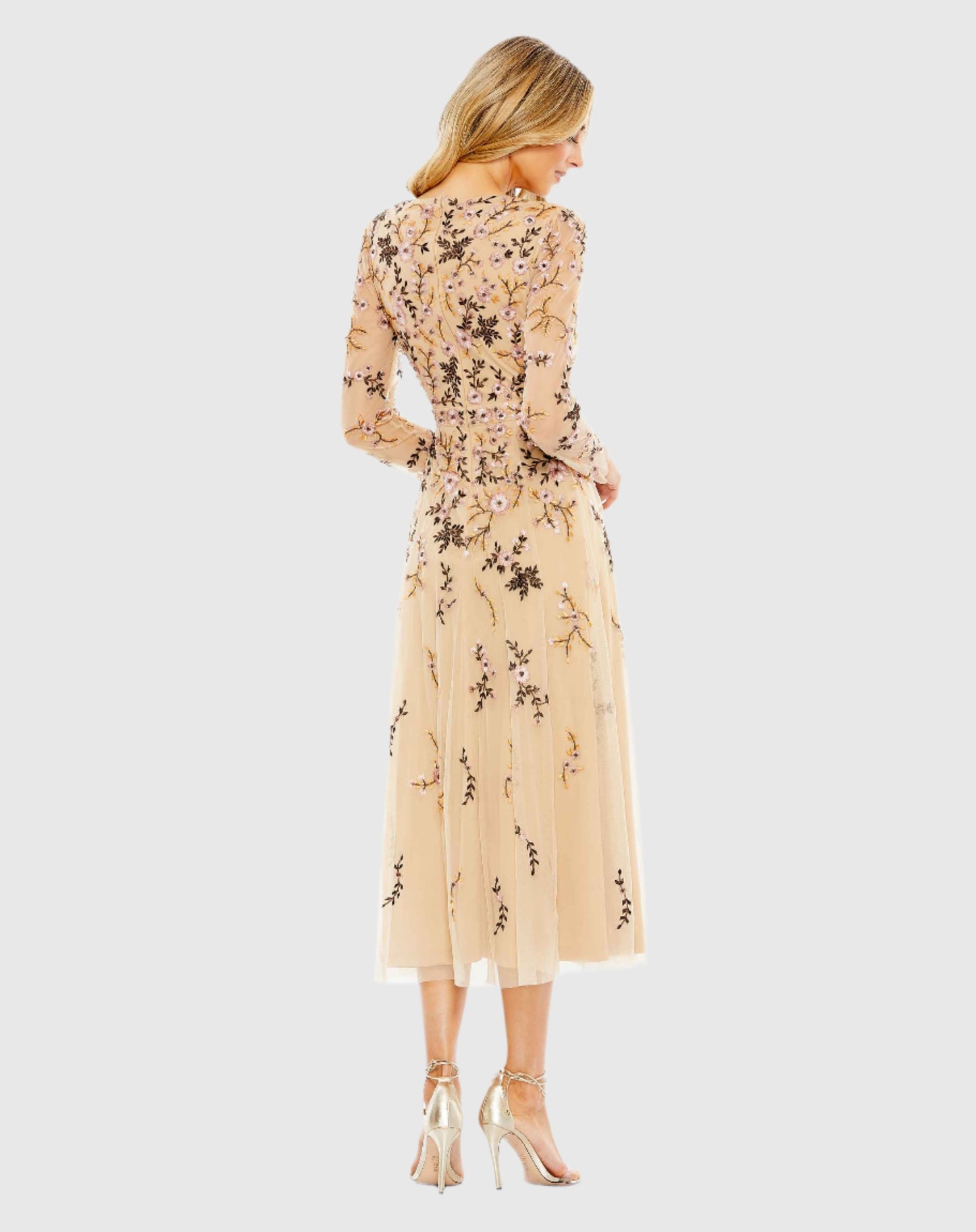 Floral Embroidered A-Line Cocktail Dress