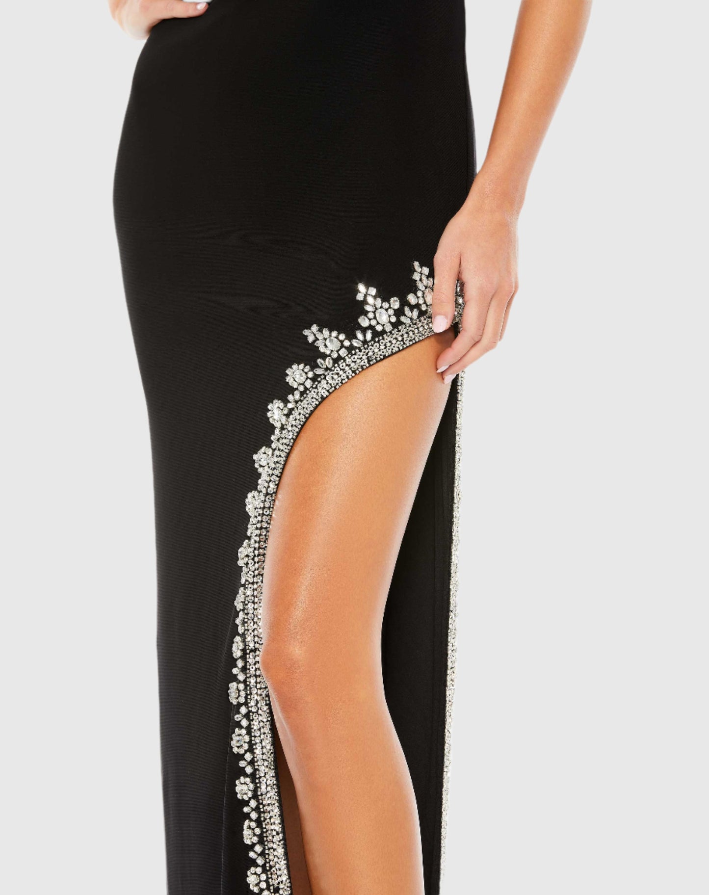 Rhinestone Encrusted Side Slit Cami Bodycon Gown