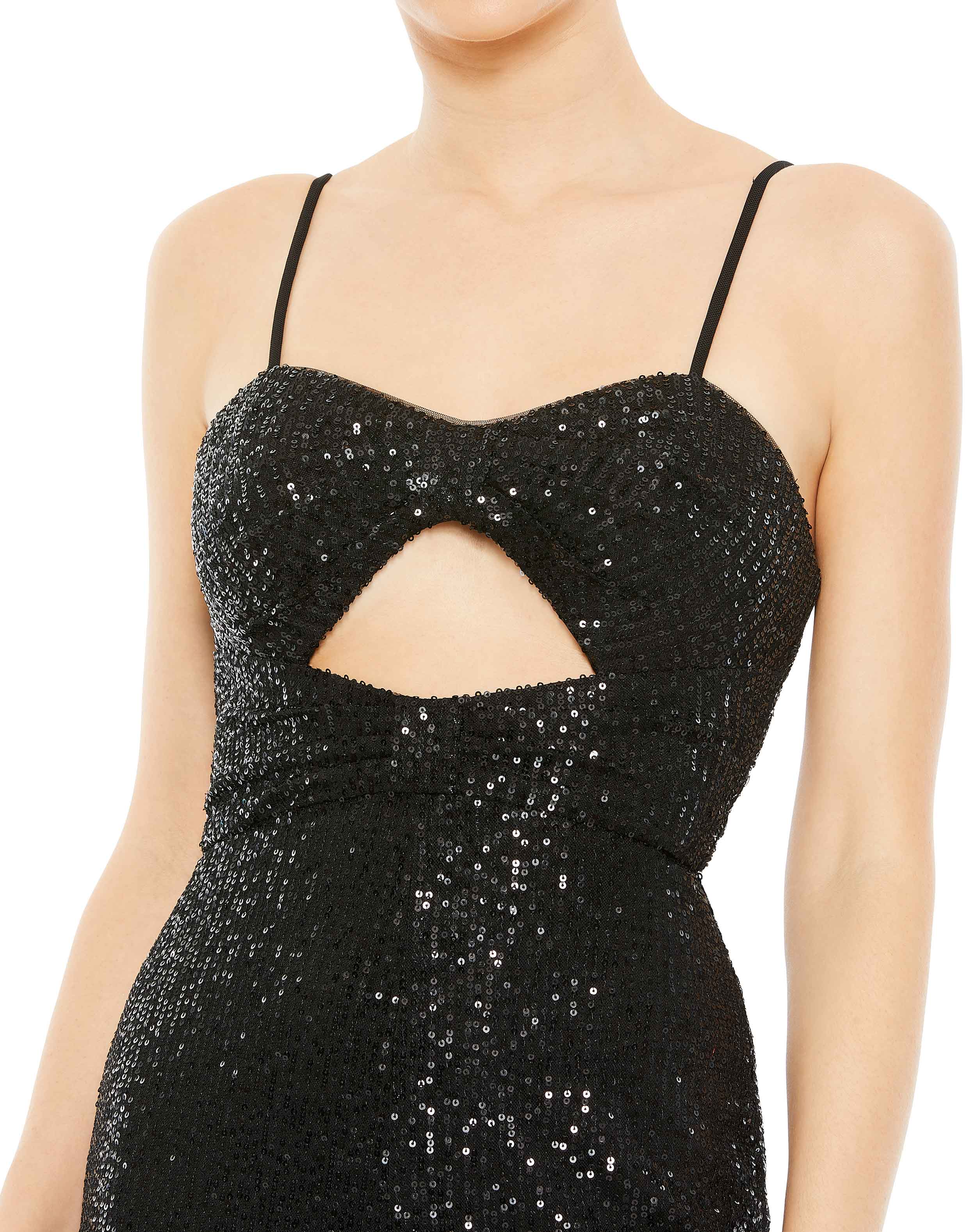 Sequined Spaghetti Strap Cut Out Jumpsuit - FINAL SALE