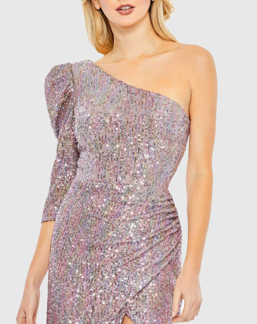 Robe fausse portefeuille asymétrique à sequins - VENTE FINALE 