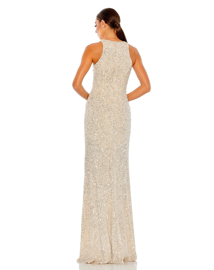 Sequined High Neck Side Knot Gown – Mac Duggal