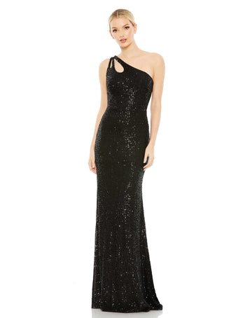 Sequined Strappy One Shoulder Column Gown – Mac Duggal