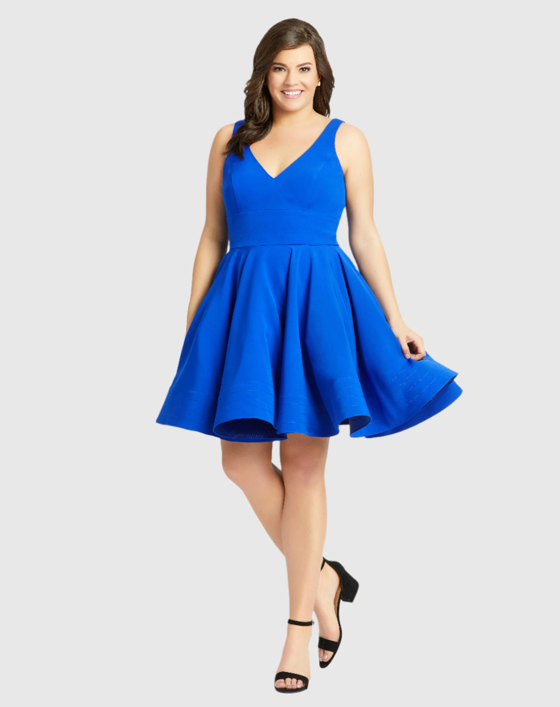 Sleeveless V Neck Fit & Flare Mini Dress