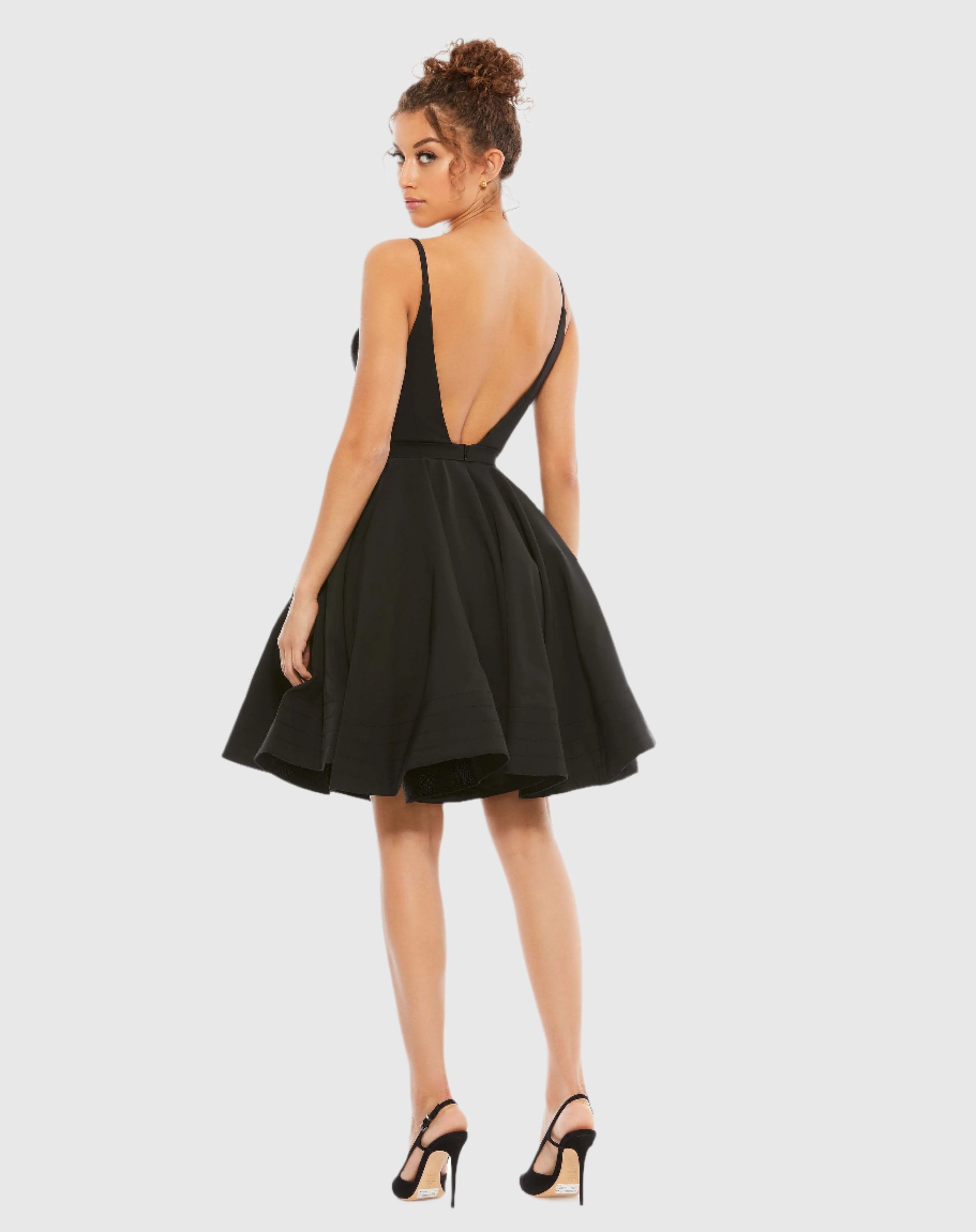 Black Low Back A-Line Party Dress - Ieena for Mac Duggal