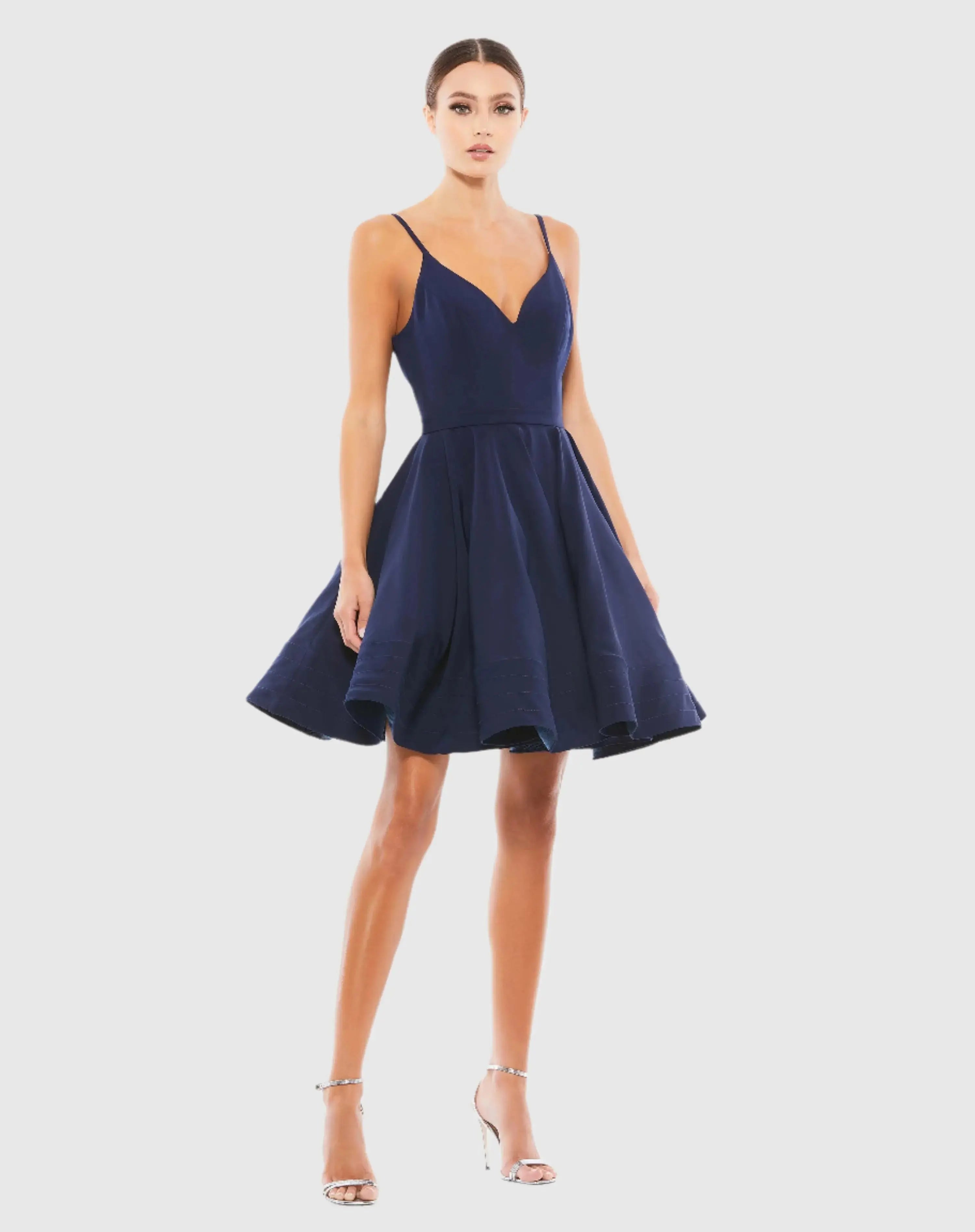 Navy Low Back A-Line Party Dress - Ieena for Mac Duggal