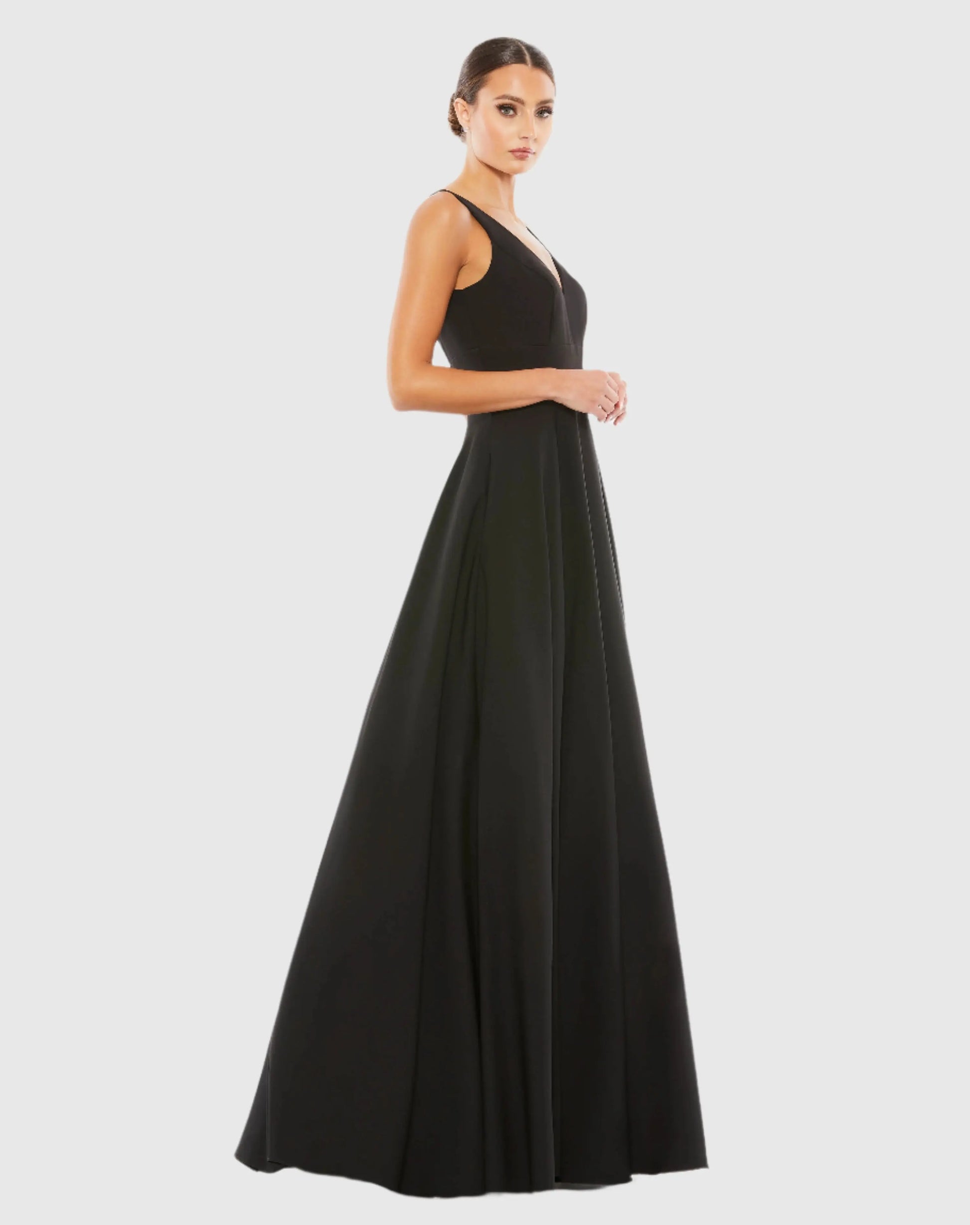Black Classic Sleeveless A-Line Gown with Pockets | Mac Duggal Black Classic Sleeveless A-Line Gown with Pockets | Mac Duggal