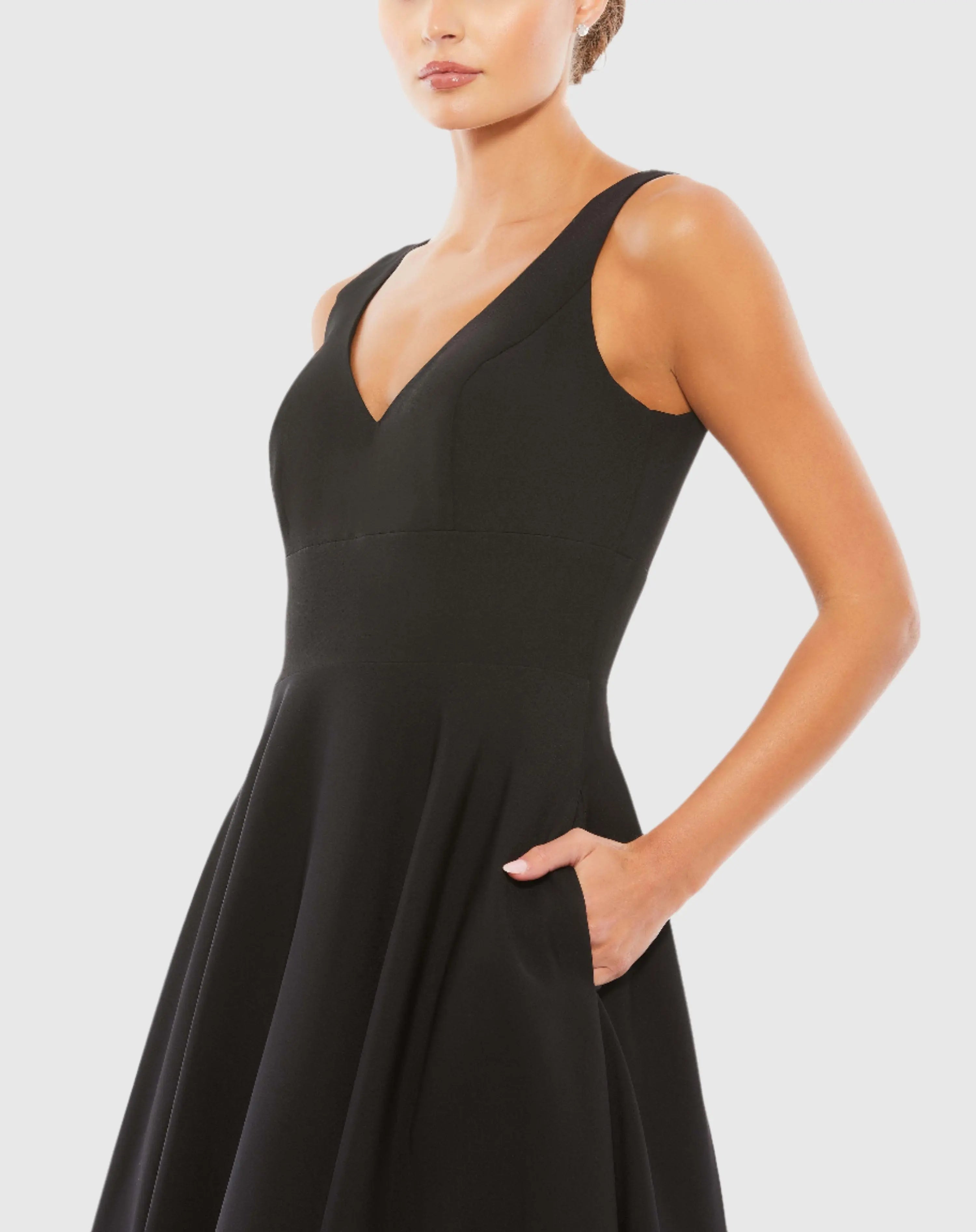 Petite Black Classic A-Line V-Neck Ball Gown | Mac Duggal Petite Black Classic A-Line V-Neck Ball Gown | Mac Duggal